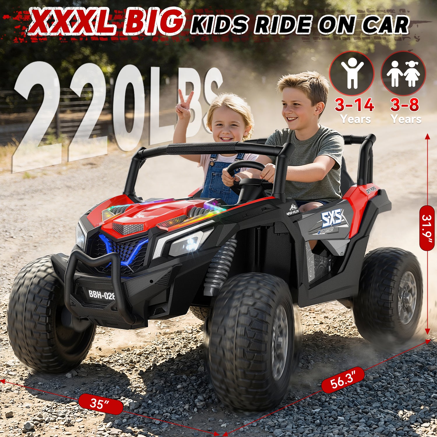 24V 4WD Kids Ride-On UTV: Powerful All-Terrain Adventure-red