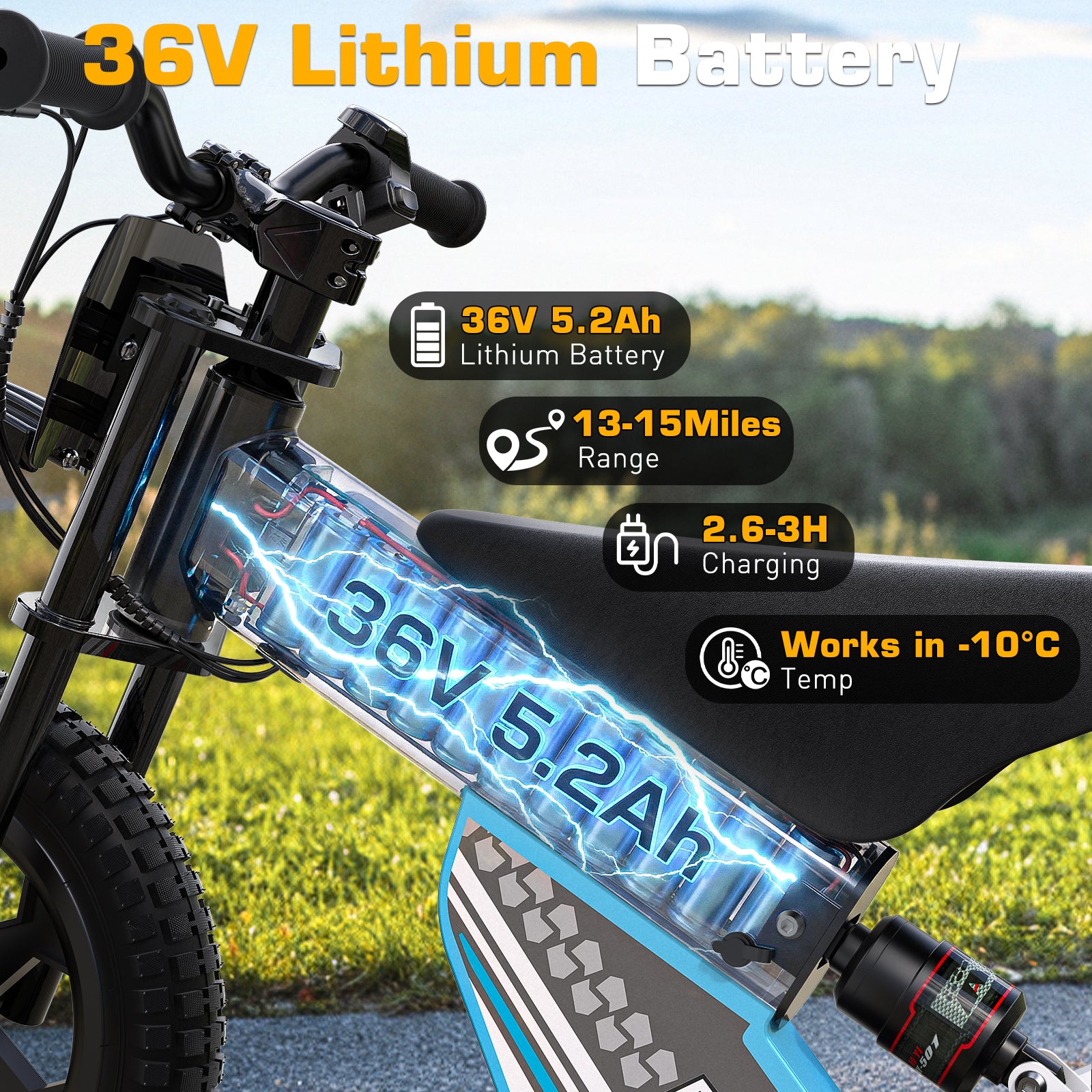 ANPABO  36V 14" Kids Electric Balance Bike-blue