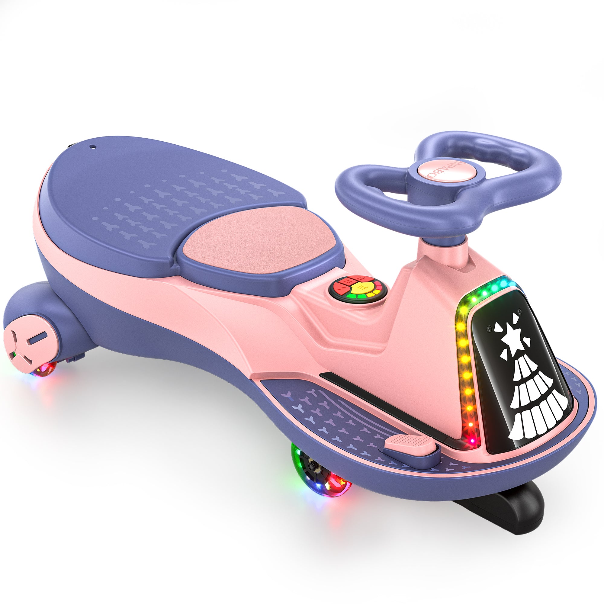 12V Electric Wiggle Car with 2x75W Motor & Music for Kids –  Pink