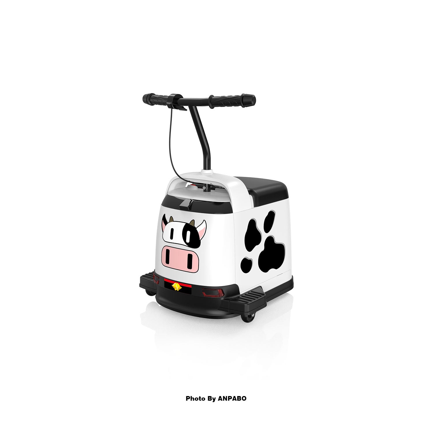 ANPABO 24V Kids Ride On Car with Lights & Music-white-cow