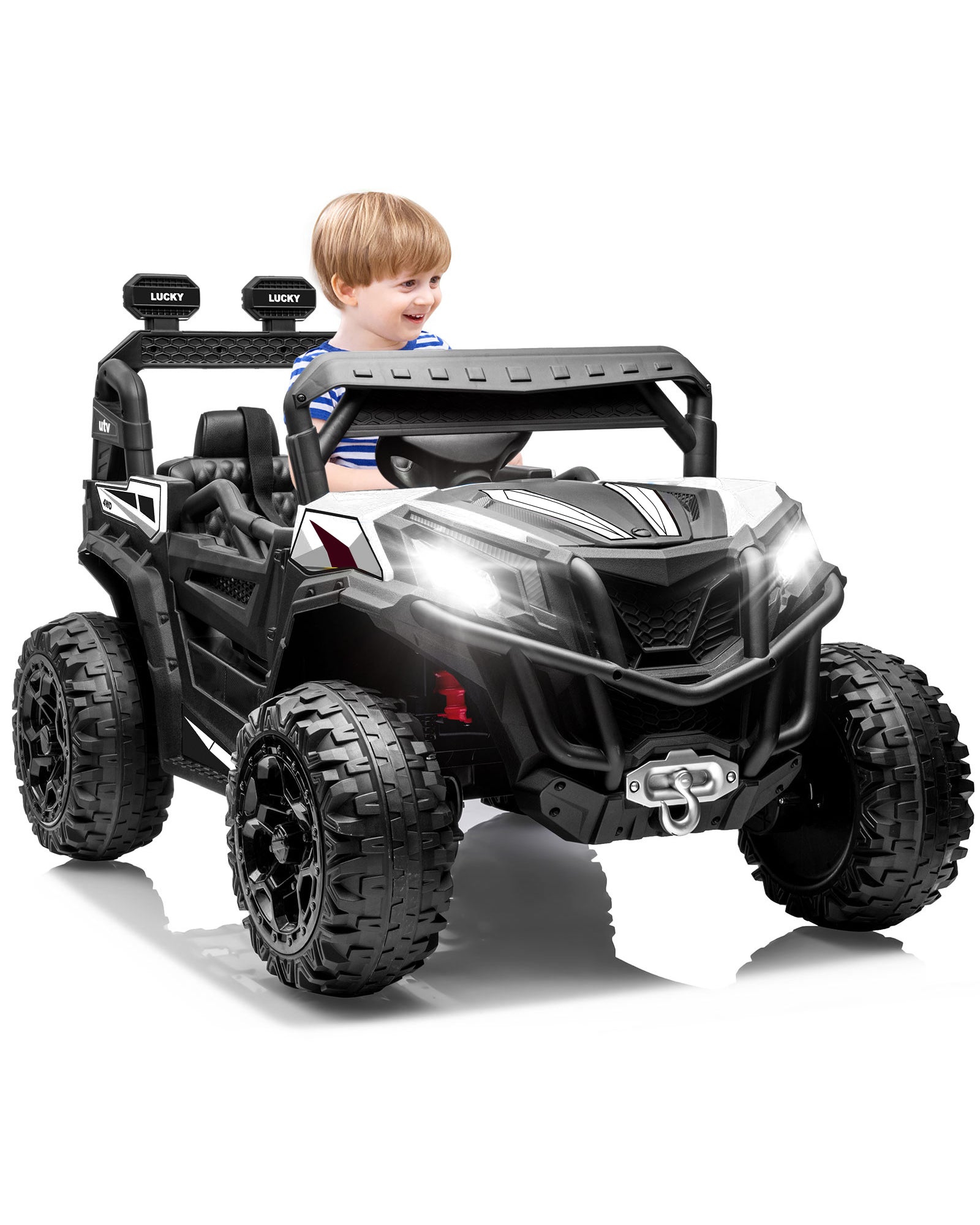 ANPABO All-Terrain 24V Ride-on Buggy 4WD UTV with Remote Control -white
