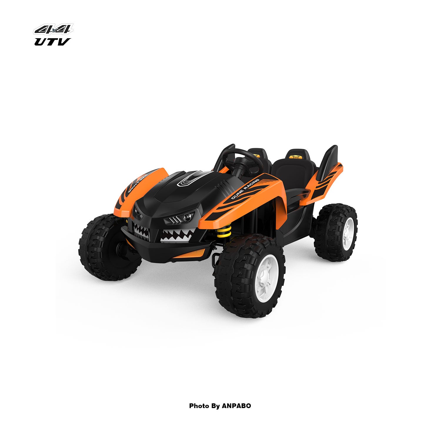 24V 4x4 Bionic Shark Dune Racer: 2-Seater Off-Road UTV with Bluetooth & Parental Remote-orange