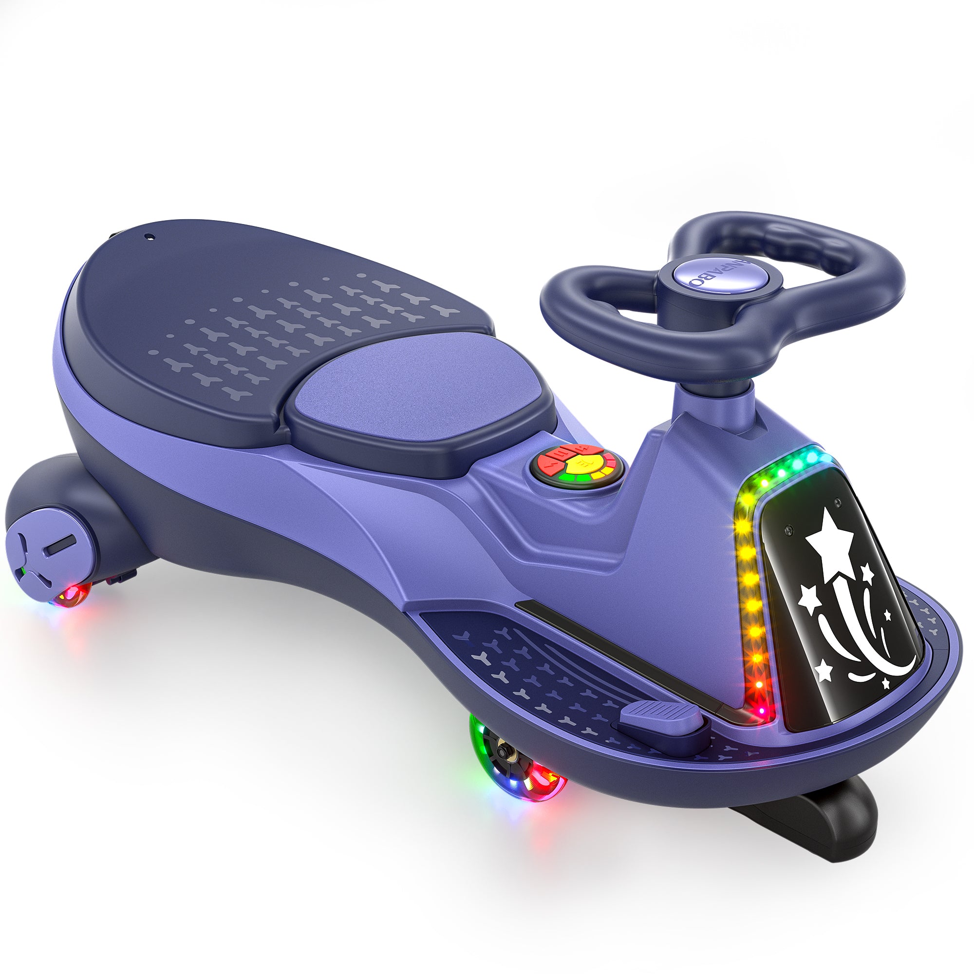 12V Electric Wiggle Car with 2x75W Motor & Music for Kids – Purple