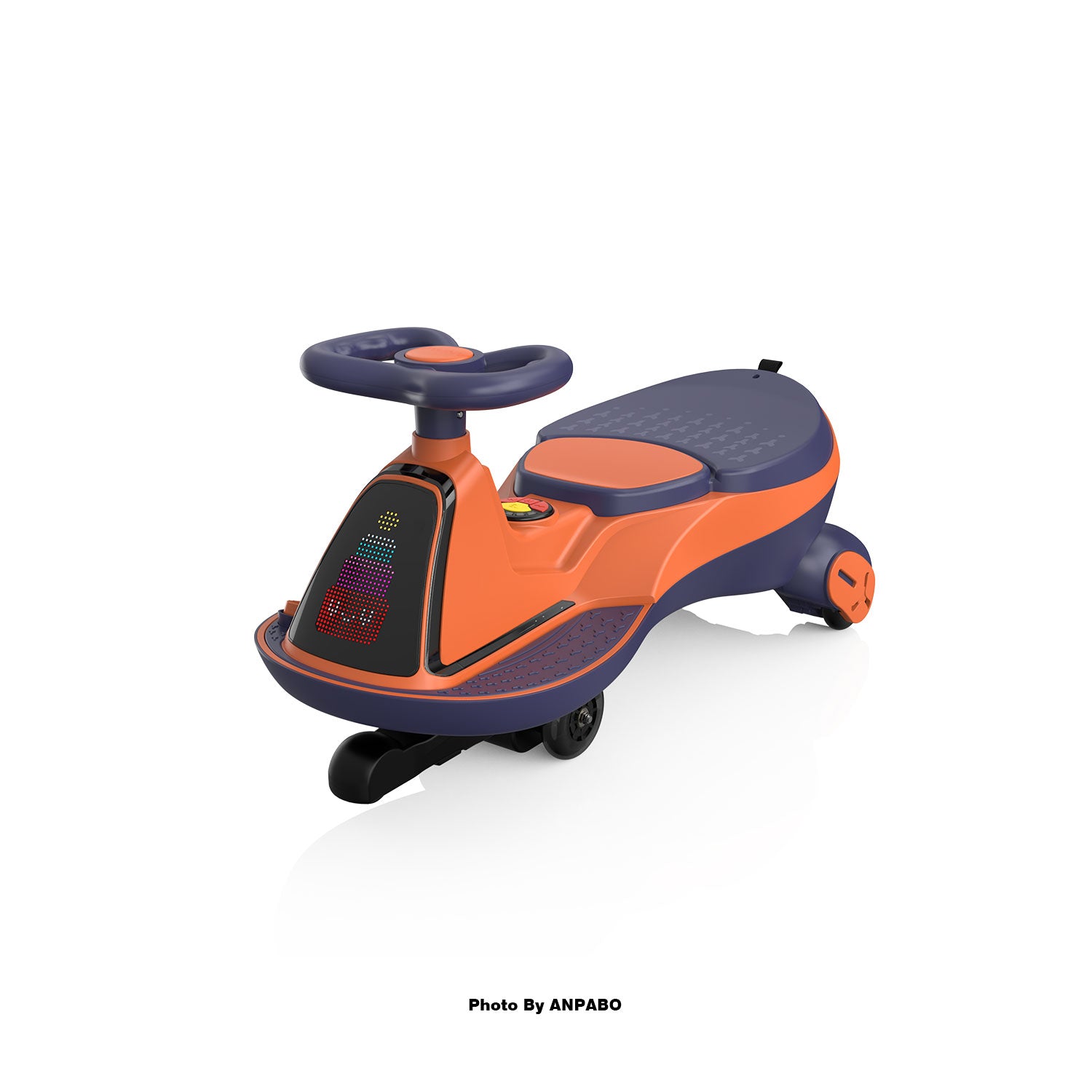 ANPABO 12V Electric Wiggle Car for Kids with LED Screen-Lights & Music-orange