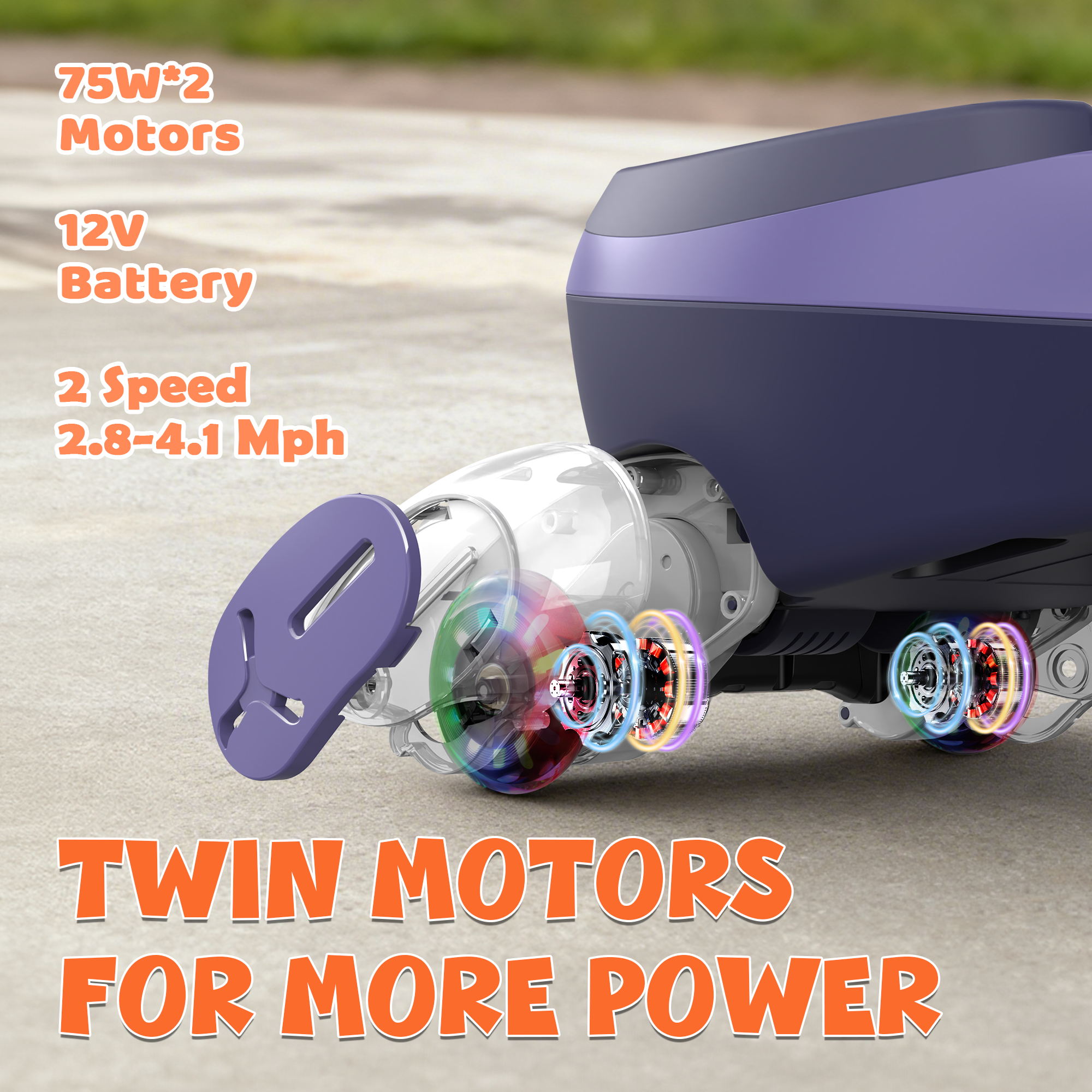 12V Electric Wiggle Car with LED Screen & Music for Kids-Purple