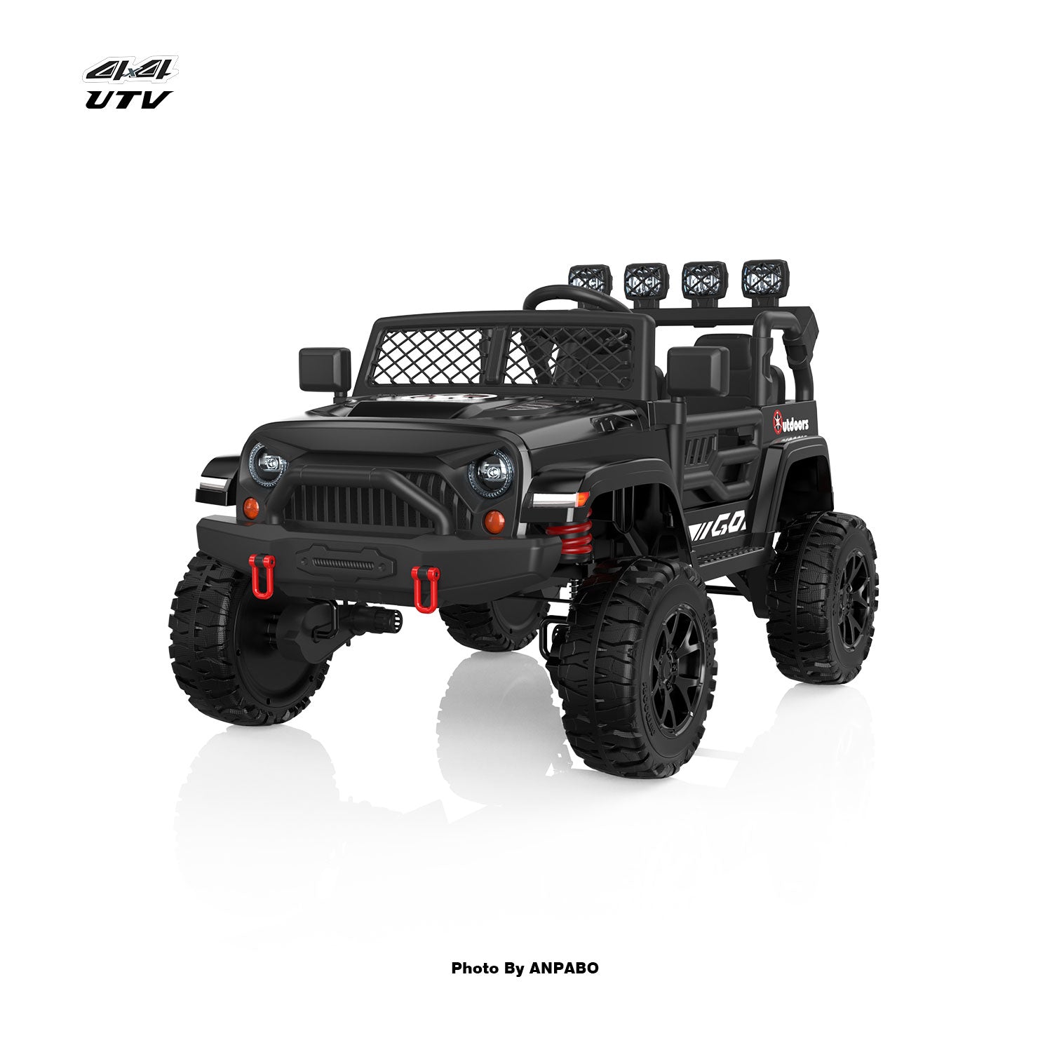 ANPABO 24V UTV Two Seater Jeeps & Trucks With Remote/Bluetooth-black