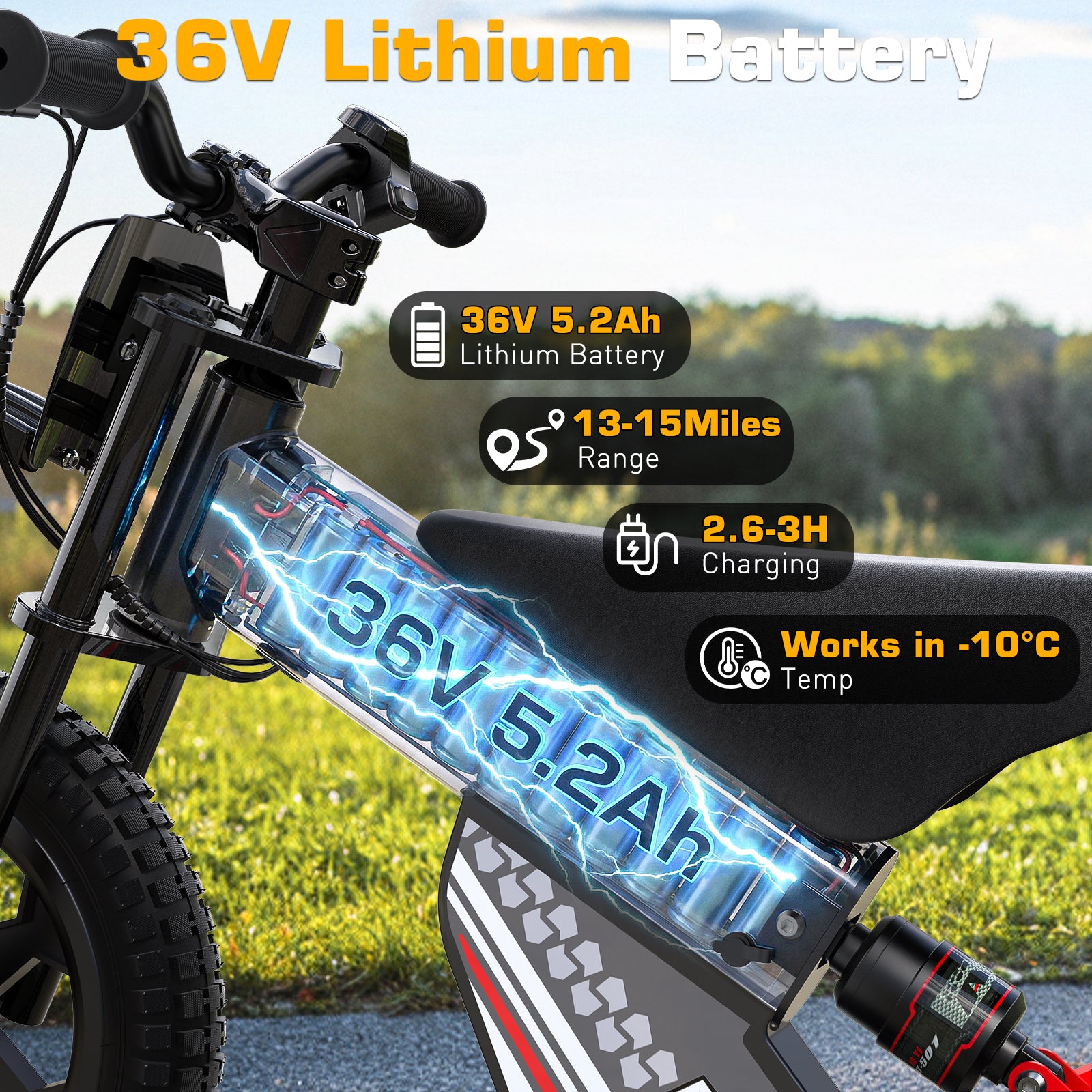 ANPABO  36V 14" Kids Electric Balance Bike-red