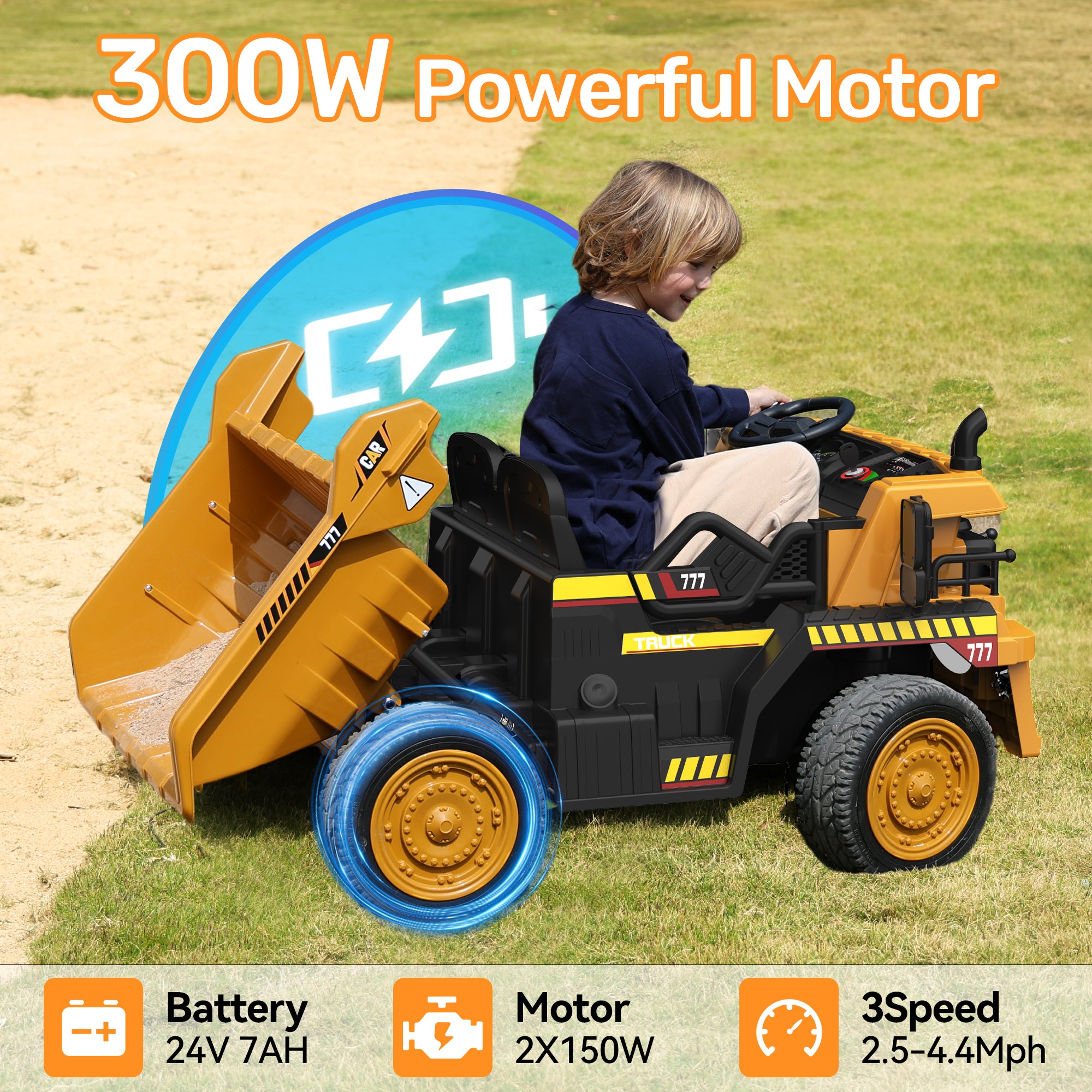 24V Dump Truck Ride-On with EVA tires
