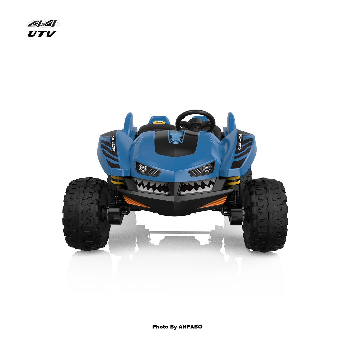 24V 4x4 Bionic Shark Dune Racer: 2-Seater Off-Road UTV with Bluetooth & Parental Remote-blue