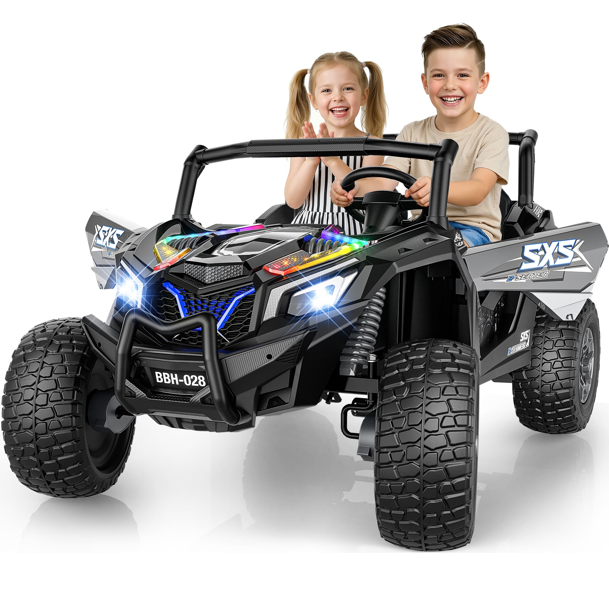 24V 4WD Kids Ride-On UTV: Powerful All-Terrain Adventure-black