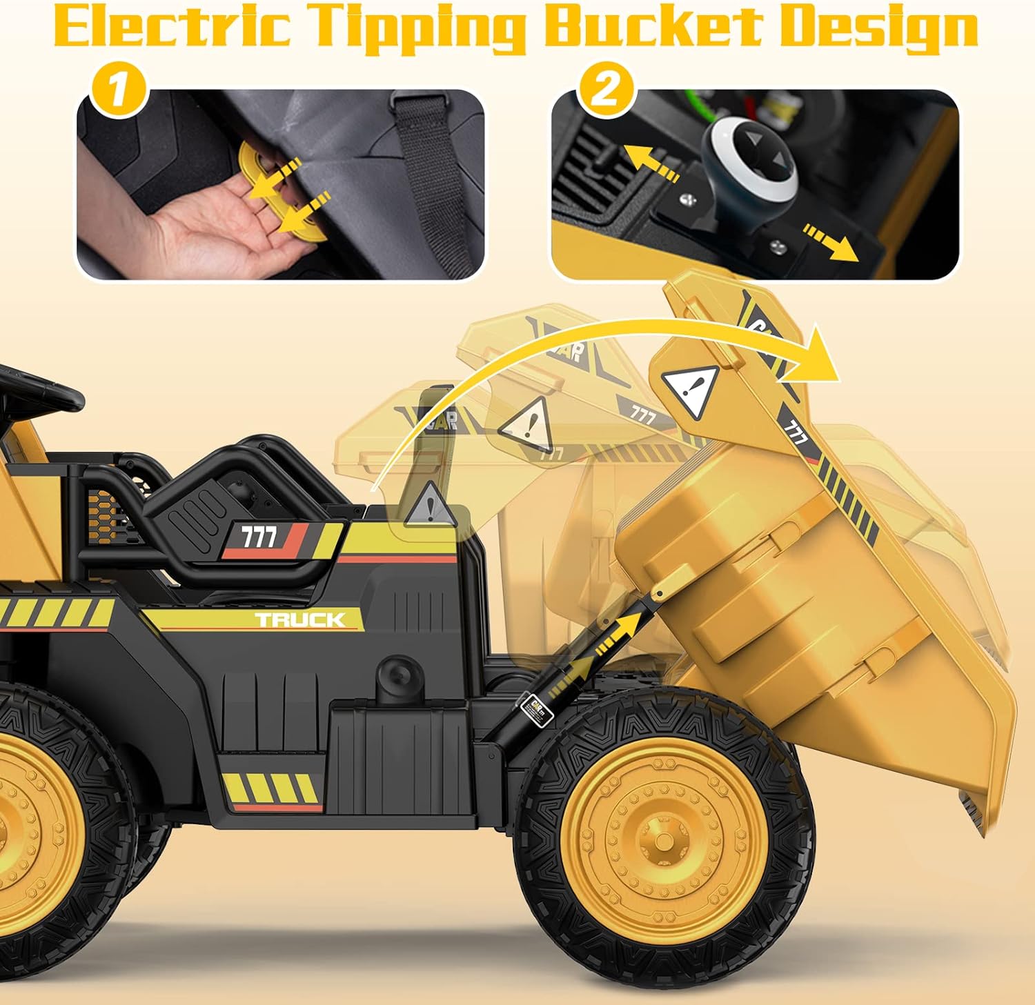 12V Ride on Dump Truck for Kids with Remote Control