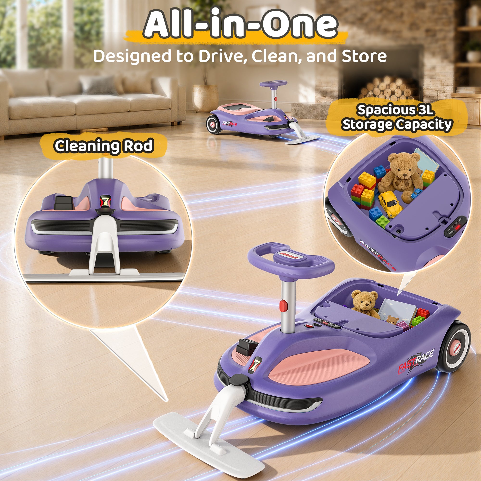 12V Kid's electric cleaning car
