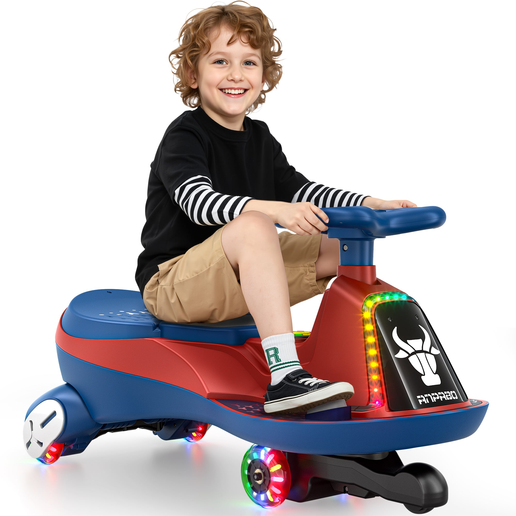 12V Electric Wiggle Car with 2x75W Motor & Music for Kids –  Red