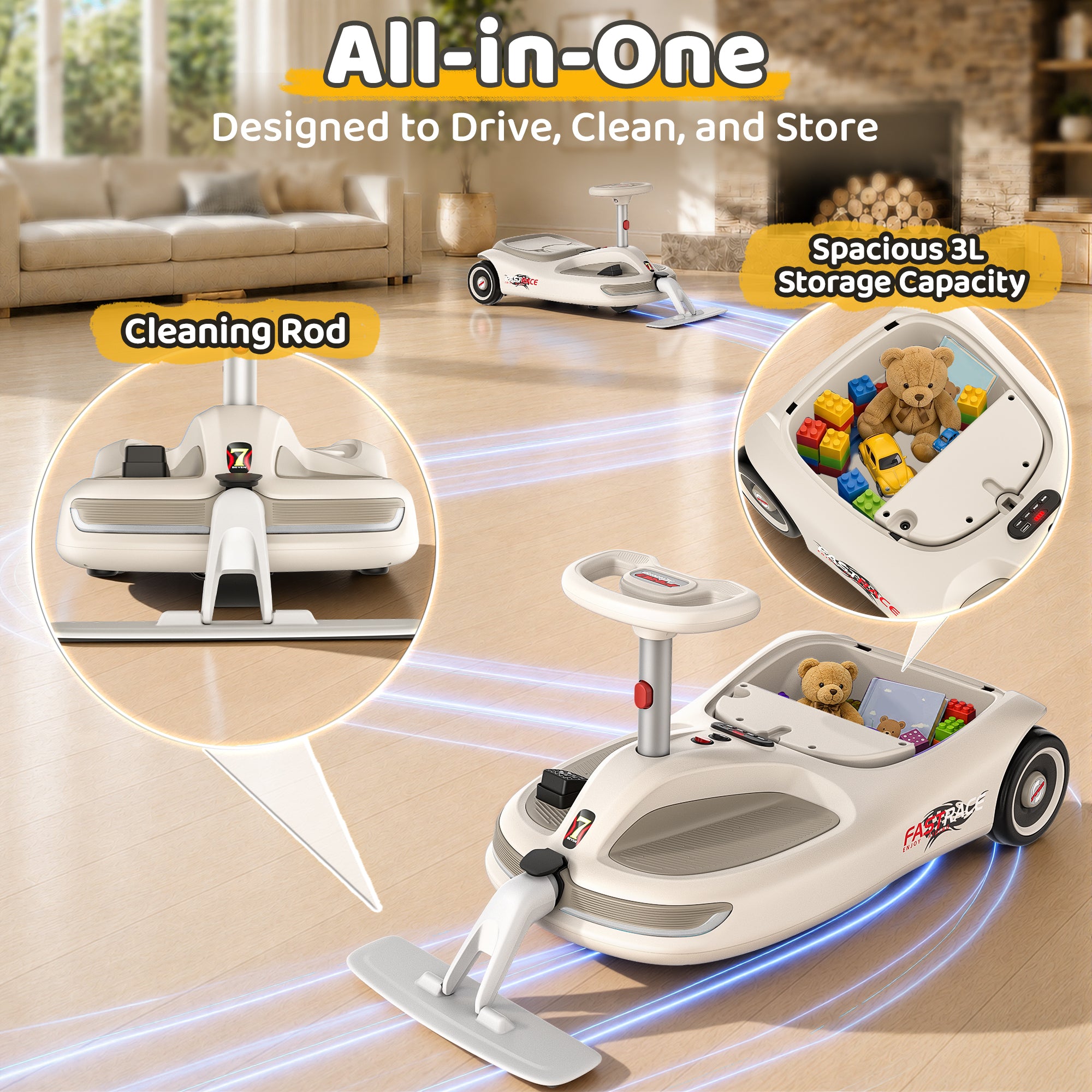 12V Kid's electric cleaning car