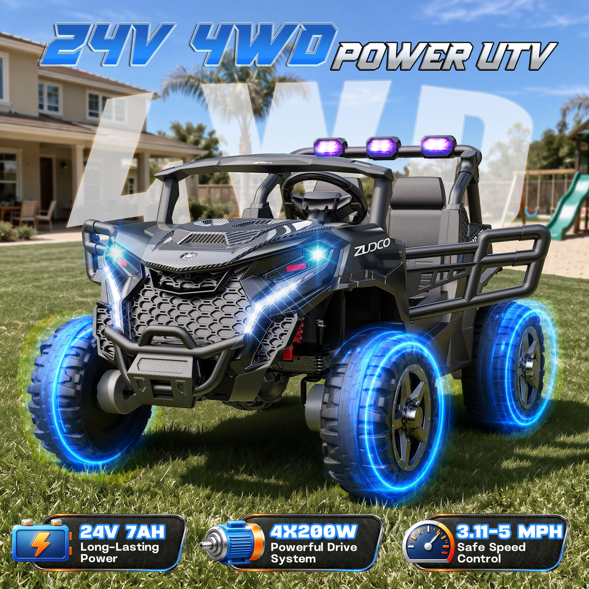 24V 4x200W 2-Seater Ride-On UTV