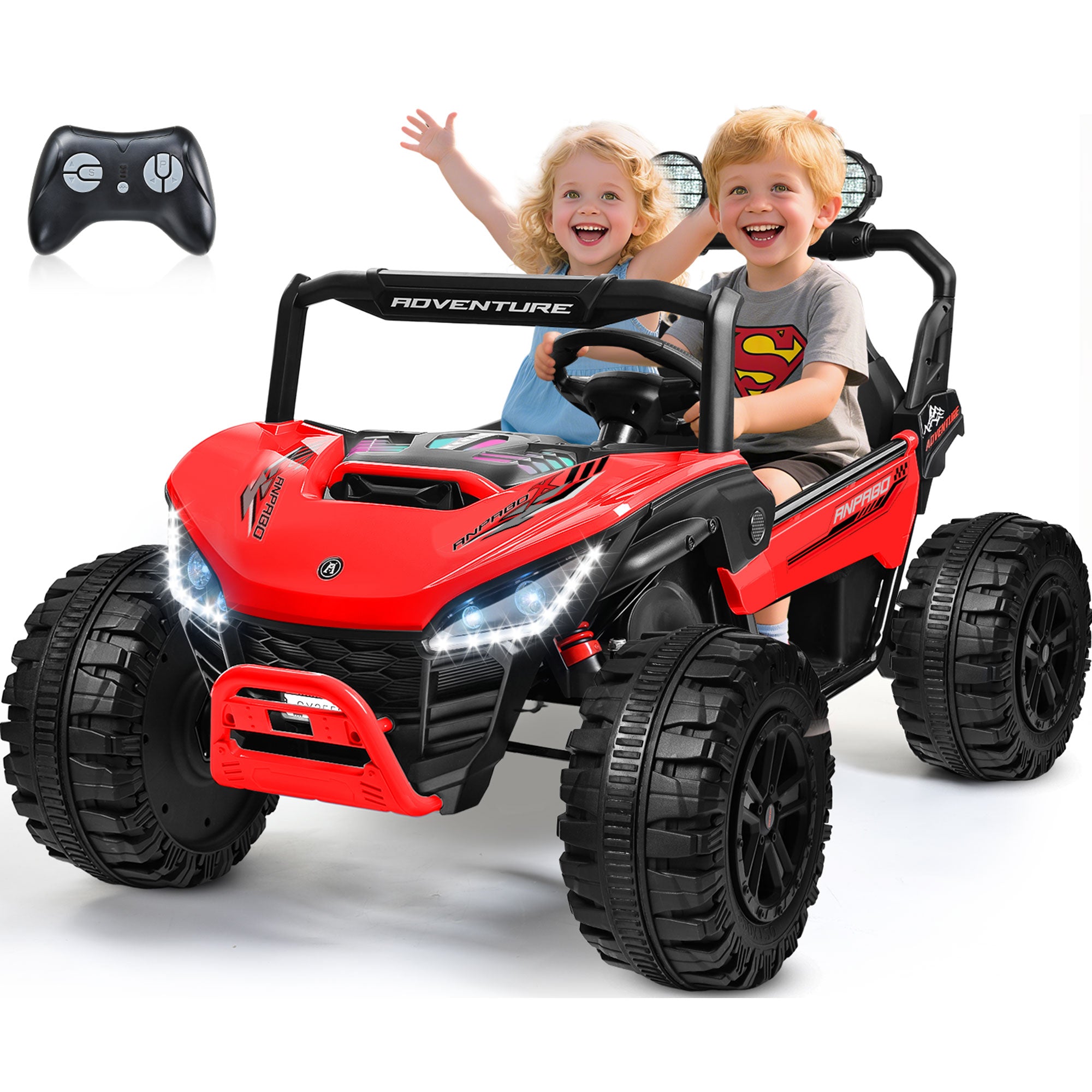 ANPABO All-Terrain 24V Ride-on Buggy UTV 4WD with Remote-red
