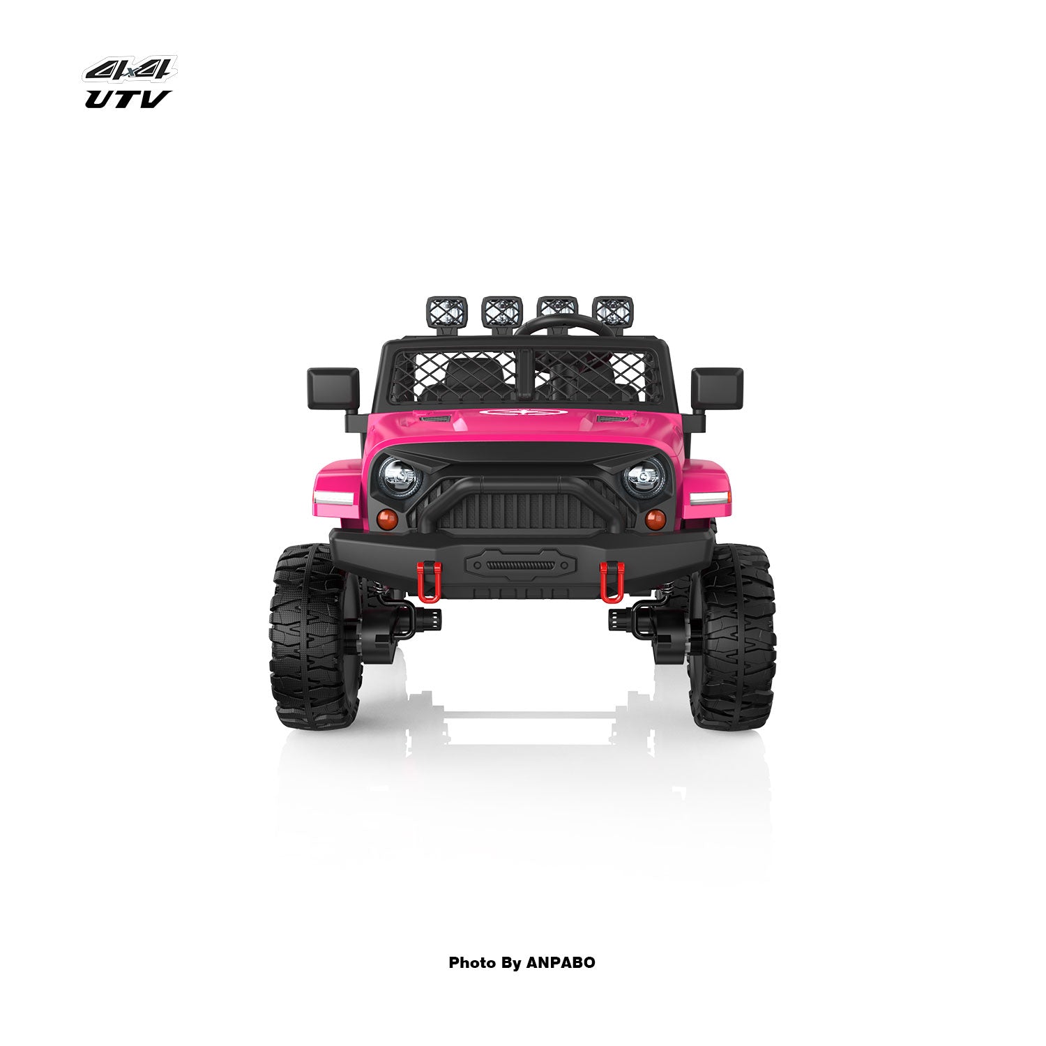 ANPABO 24V UTV Two Seater Jeeps & Trucks With Remote/Bluetooth-rose red