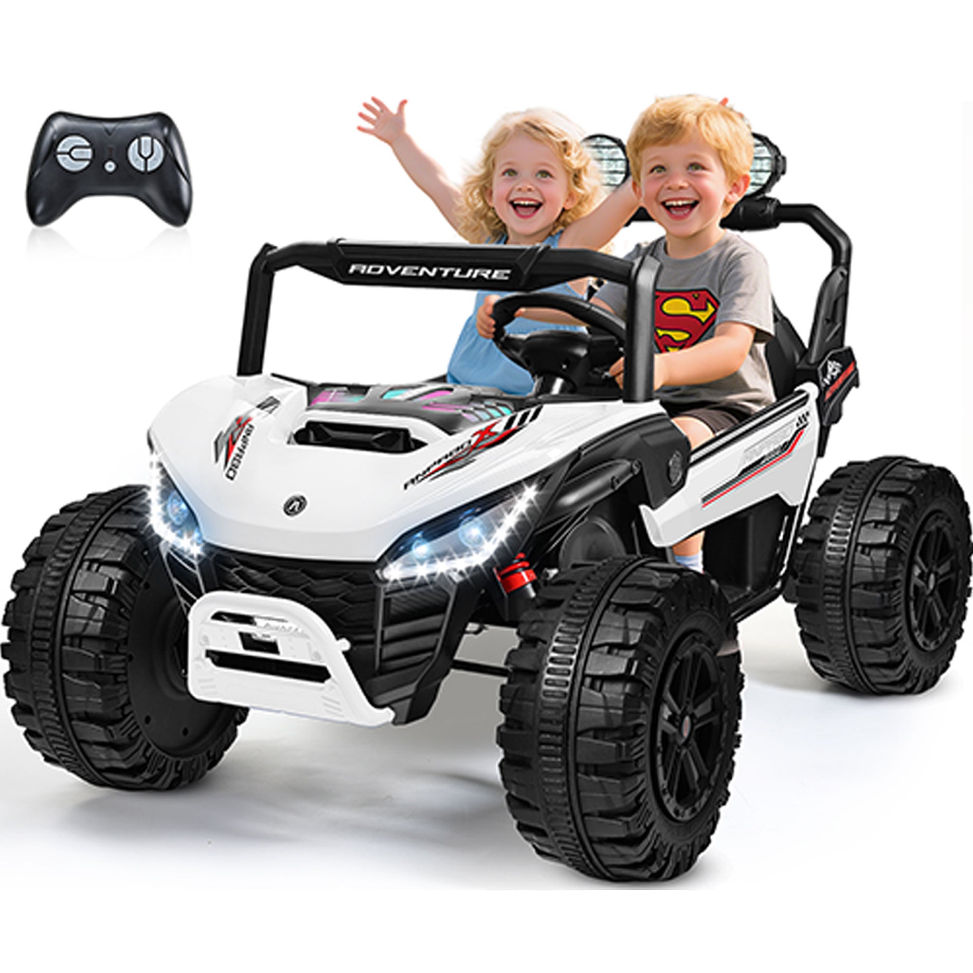 ANPABO All-Terrain 24V Ride-on Buggy UTV 4WD with Remote – White