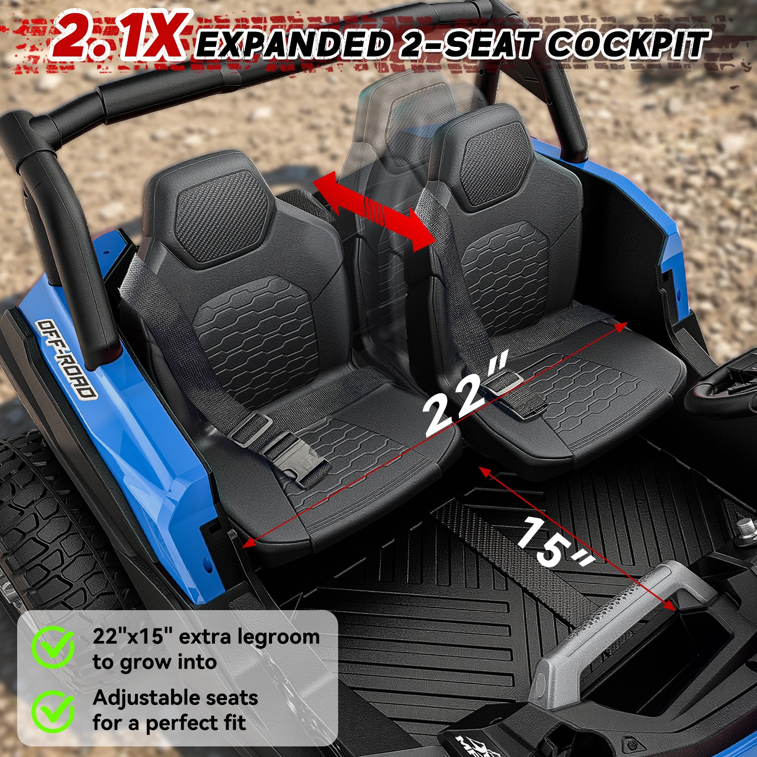 24V 4WD Kids Ride-On UTV: Powerful All-Terrain Adventure-blue