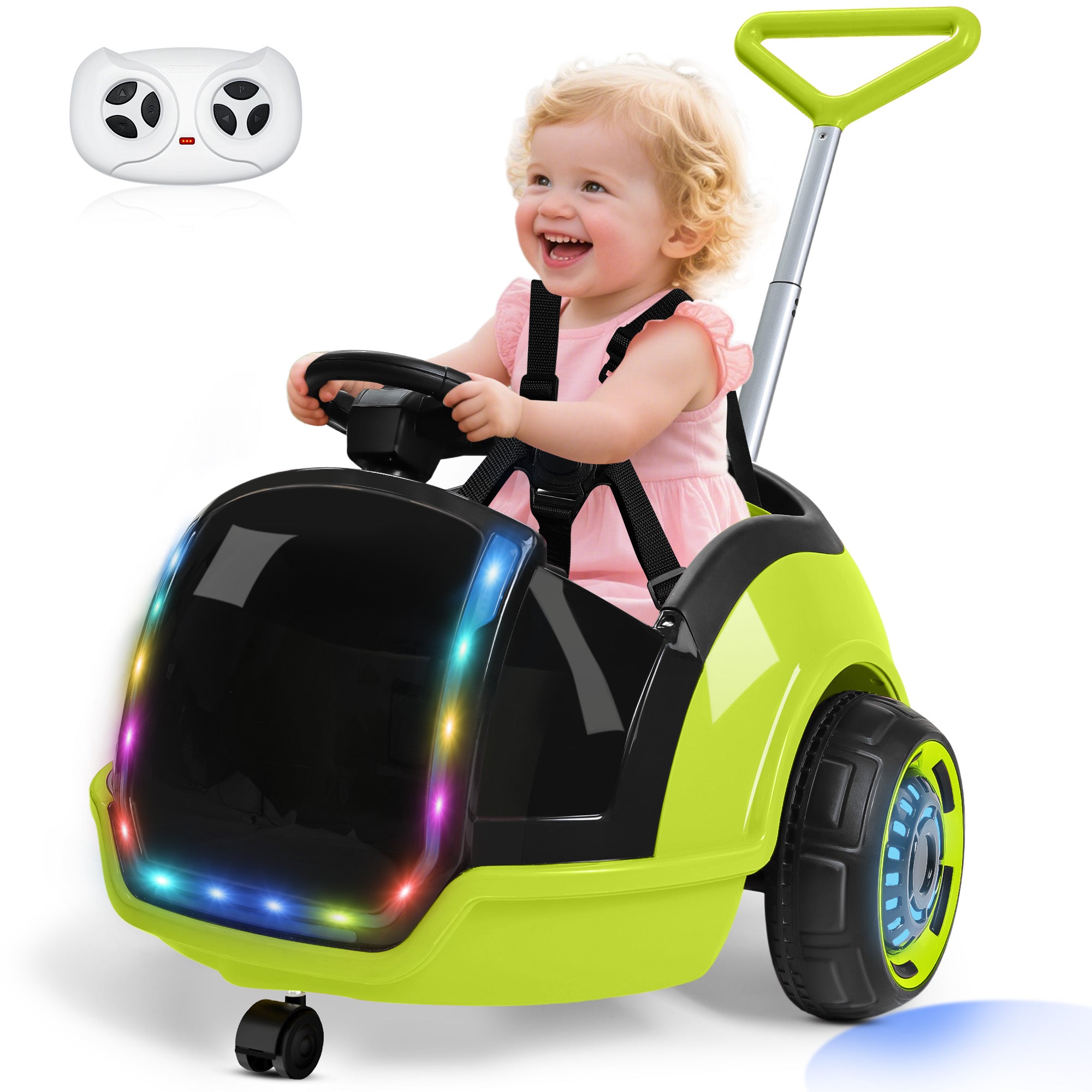 ANPABO 12V 3-in-1 Ride On Car with Grow-With-Child Design – Green