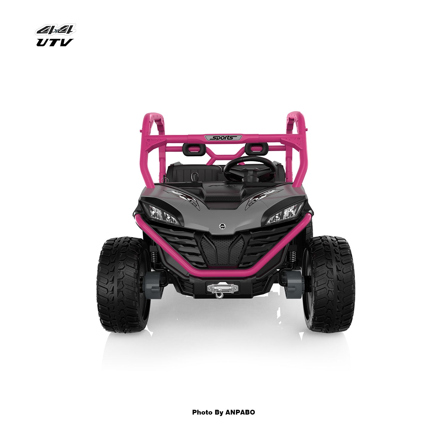 24V All-in-One Utility Ride-On: 4WD Dump Truck & Off-Road UTV with Remote (2-Seater)-Rose Red