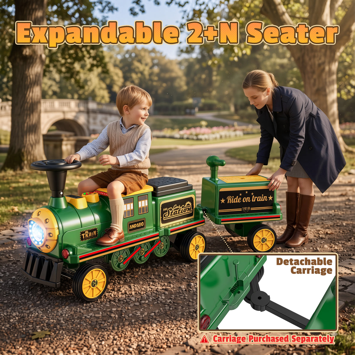 12V Trackless Ride-On Train Set