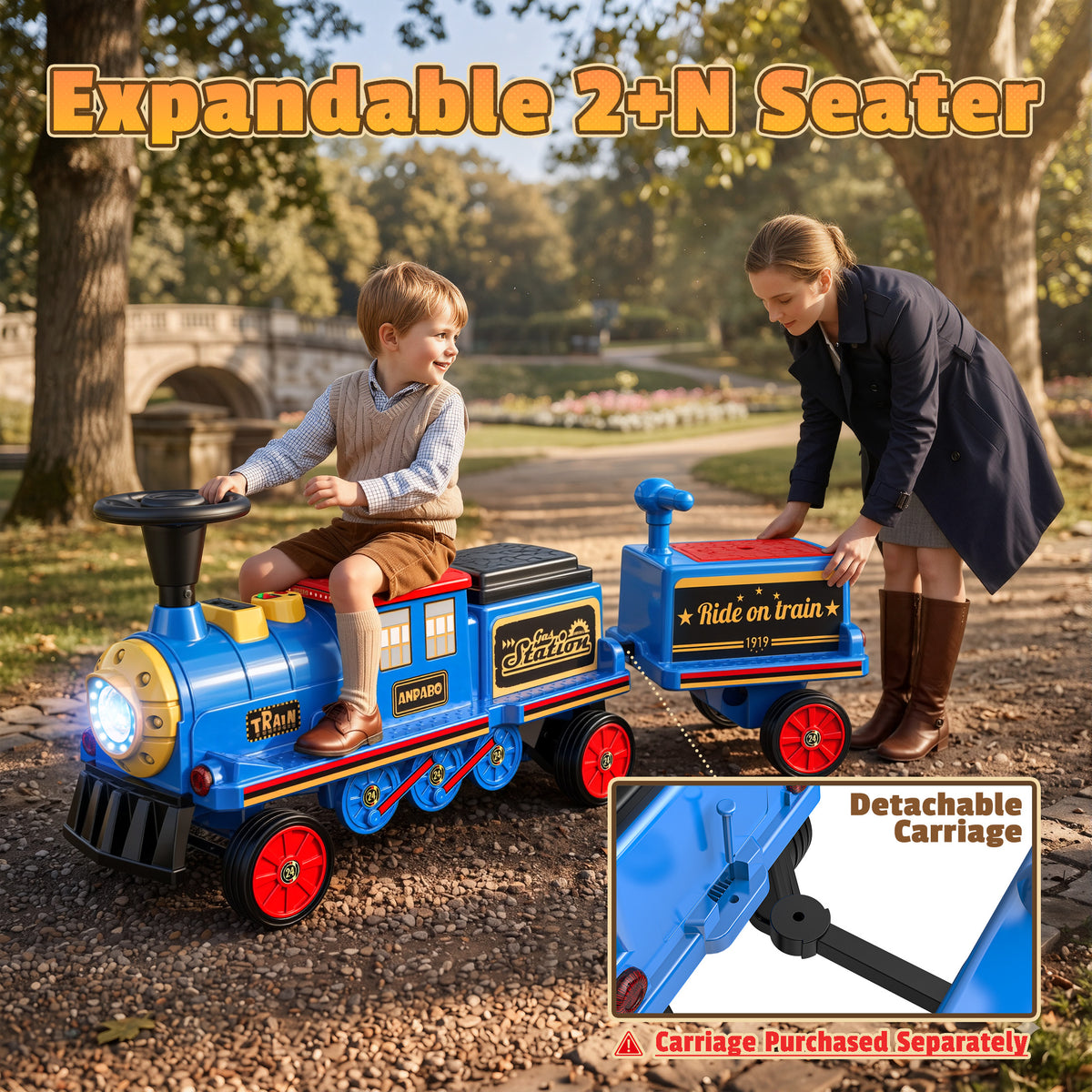12V Trackless Ride-On Train Set