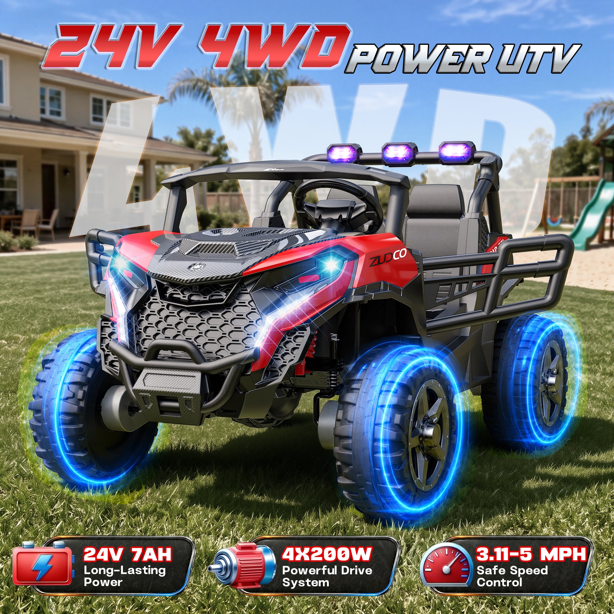 24V 4x200W 2-Seater Ride-On UTV