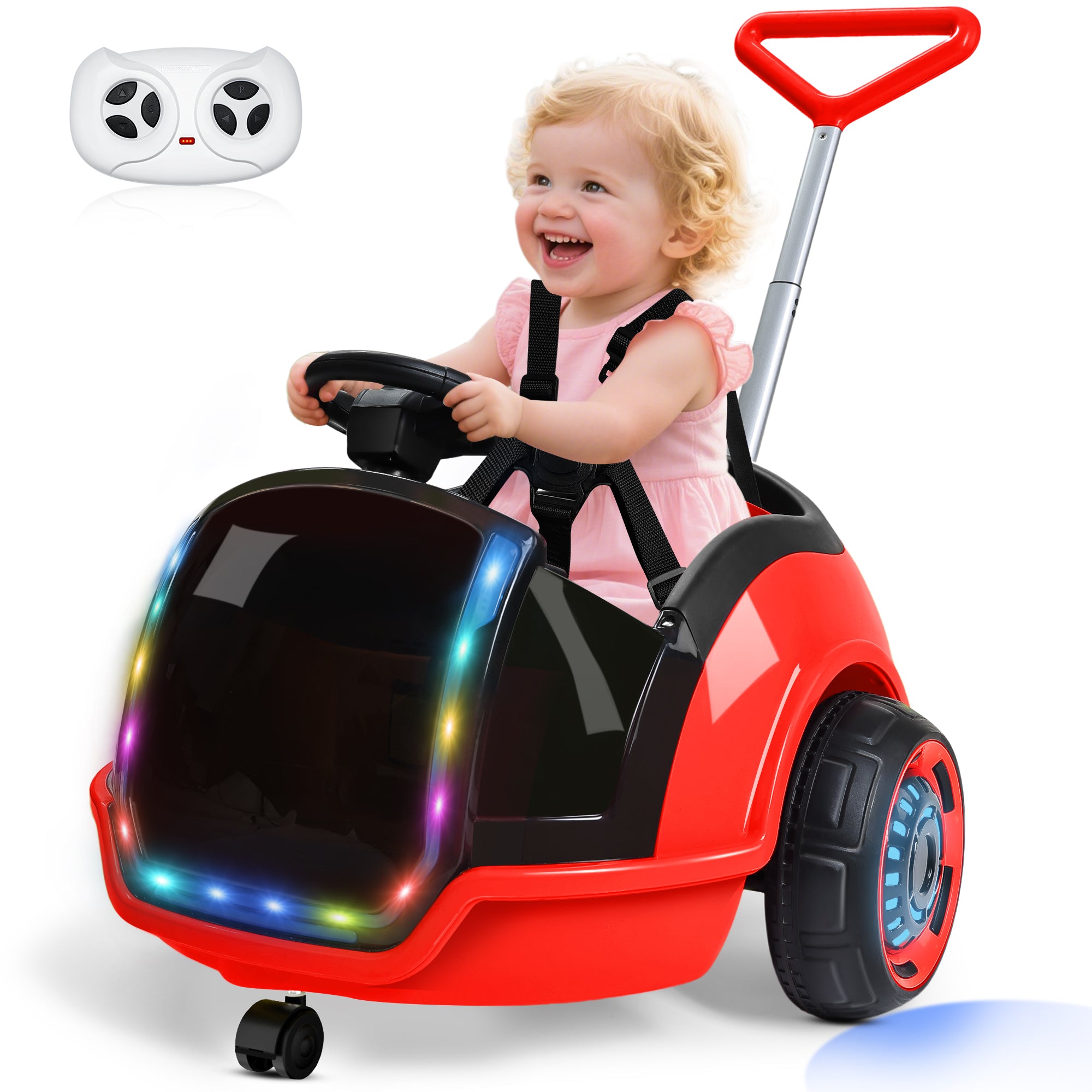 ANPABO 12V 3-in-1 Ride On Car with Grow-With-Child Design – Red
