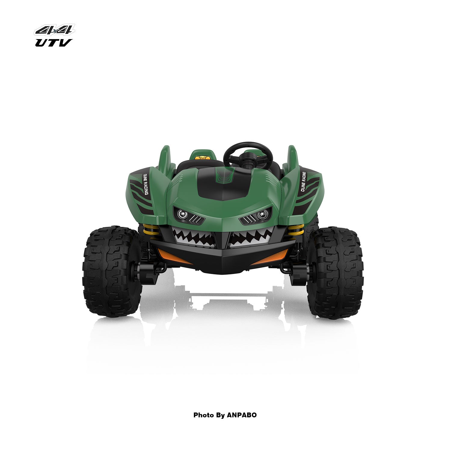 24V 4x4 Bionic Shark Dune Racer: 2-Seater Off-Road UTV with Bluetooth & Parental Remote-green