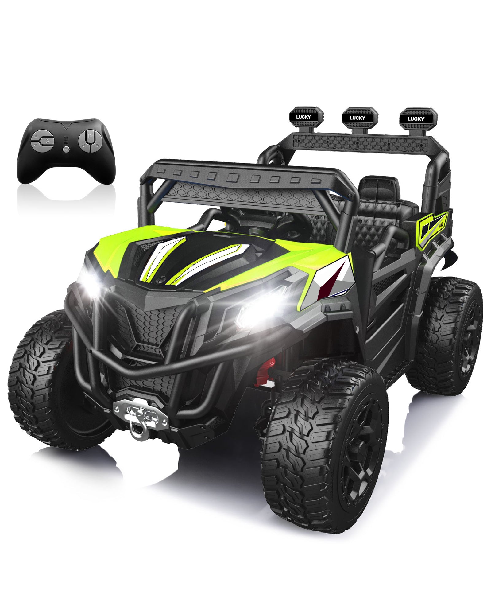 ANPABO All-Terrain 24V Ride-on Buggy 4WD UTV with Remote Control-green