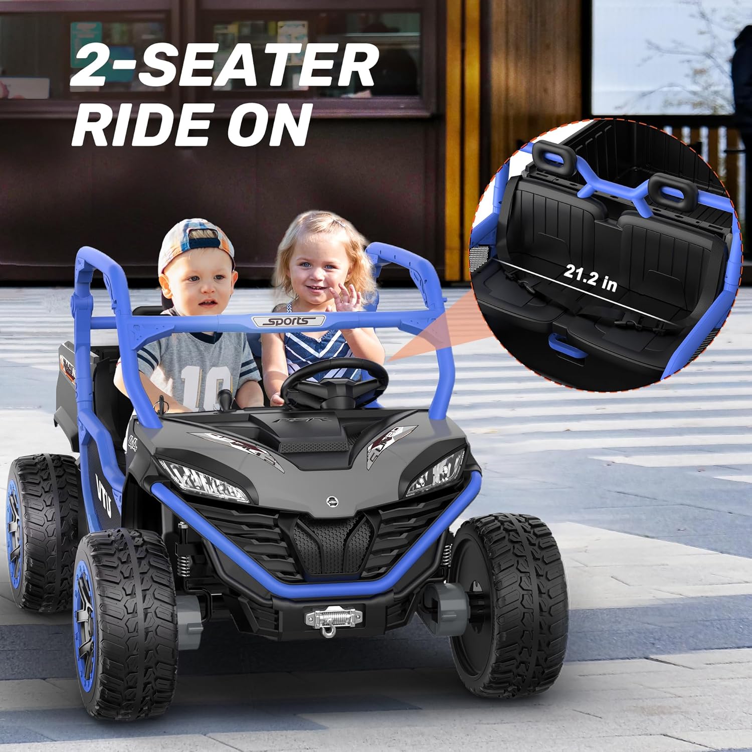 ANPABO All-in-One 24V Utility Ride-on UTV 4WD Dump Truck with Remote-blue