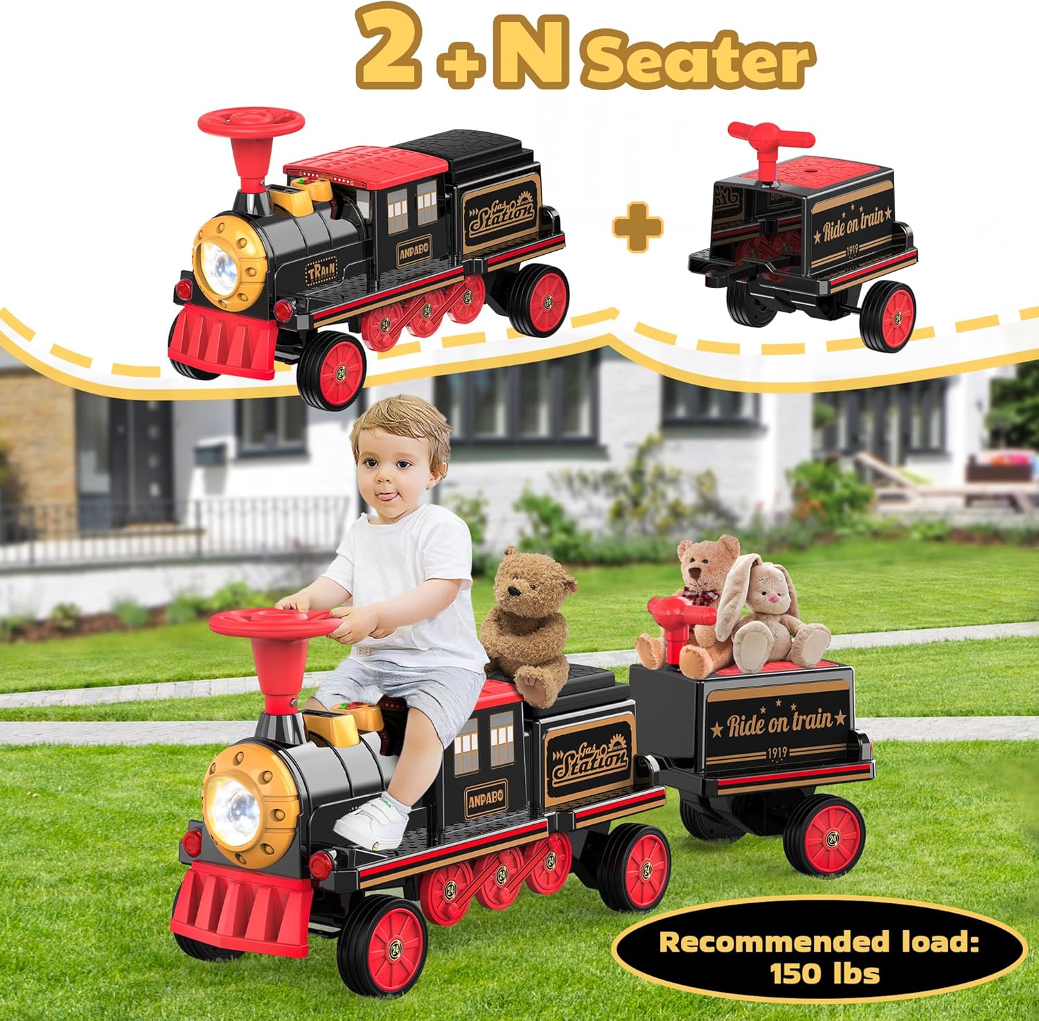12V Trackless Ride-On Train Set