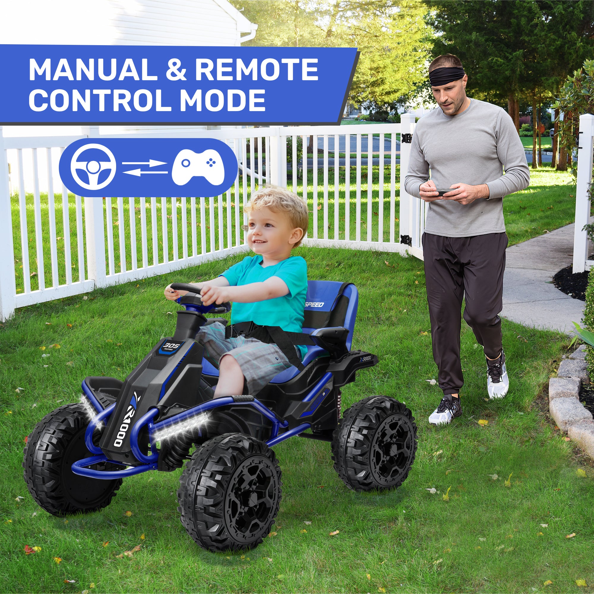 24V ANPABODirect Terrain Ride-On Buggy with Remote-blue