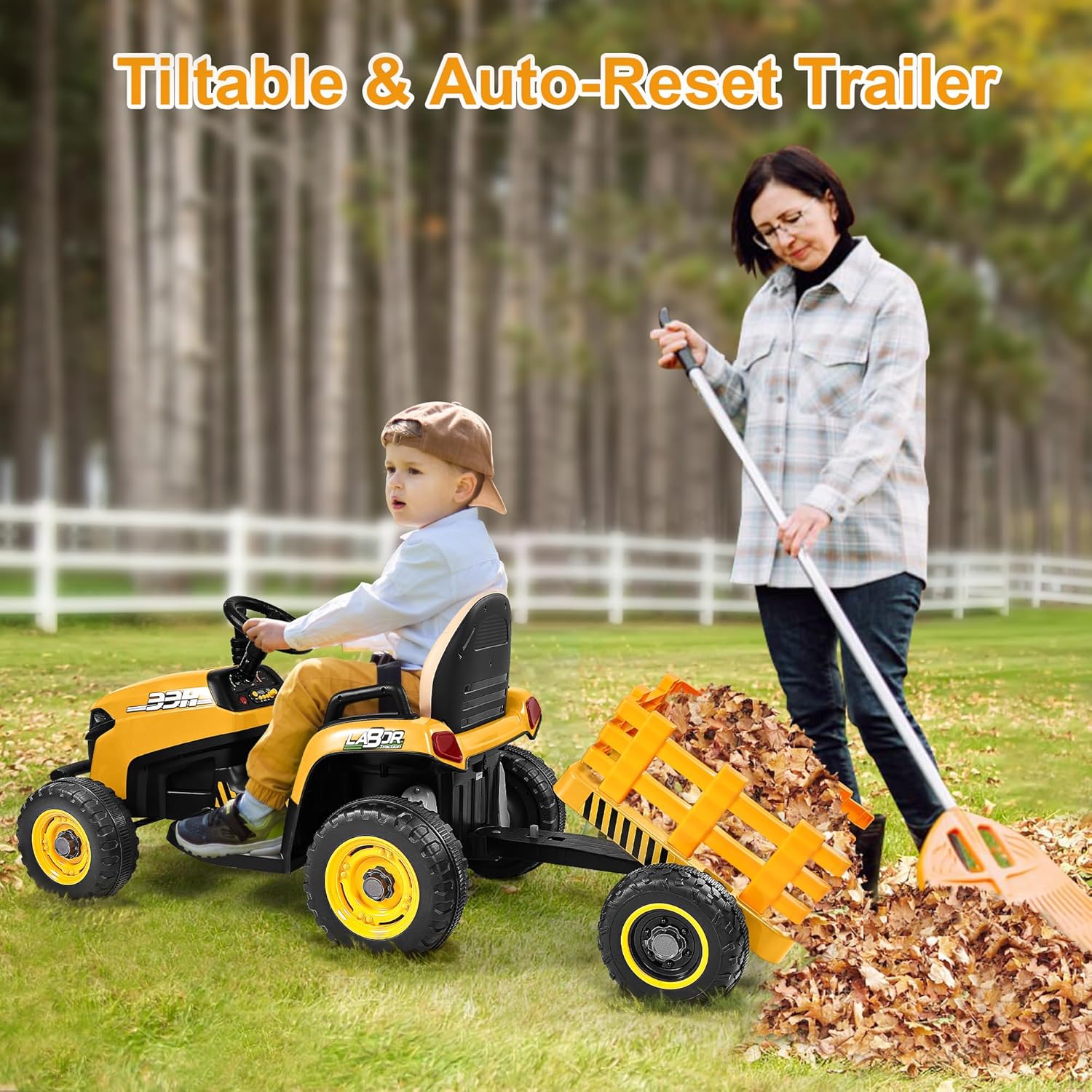 12V Ride-On Tractor with Trailer