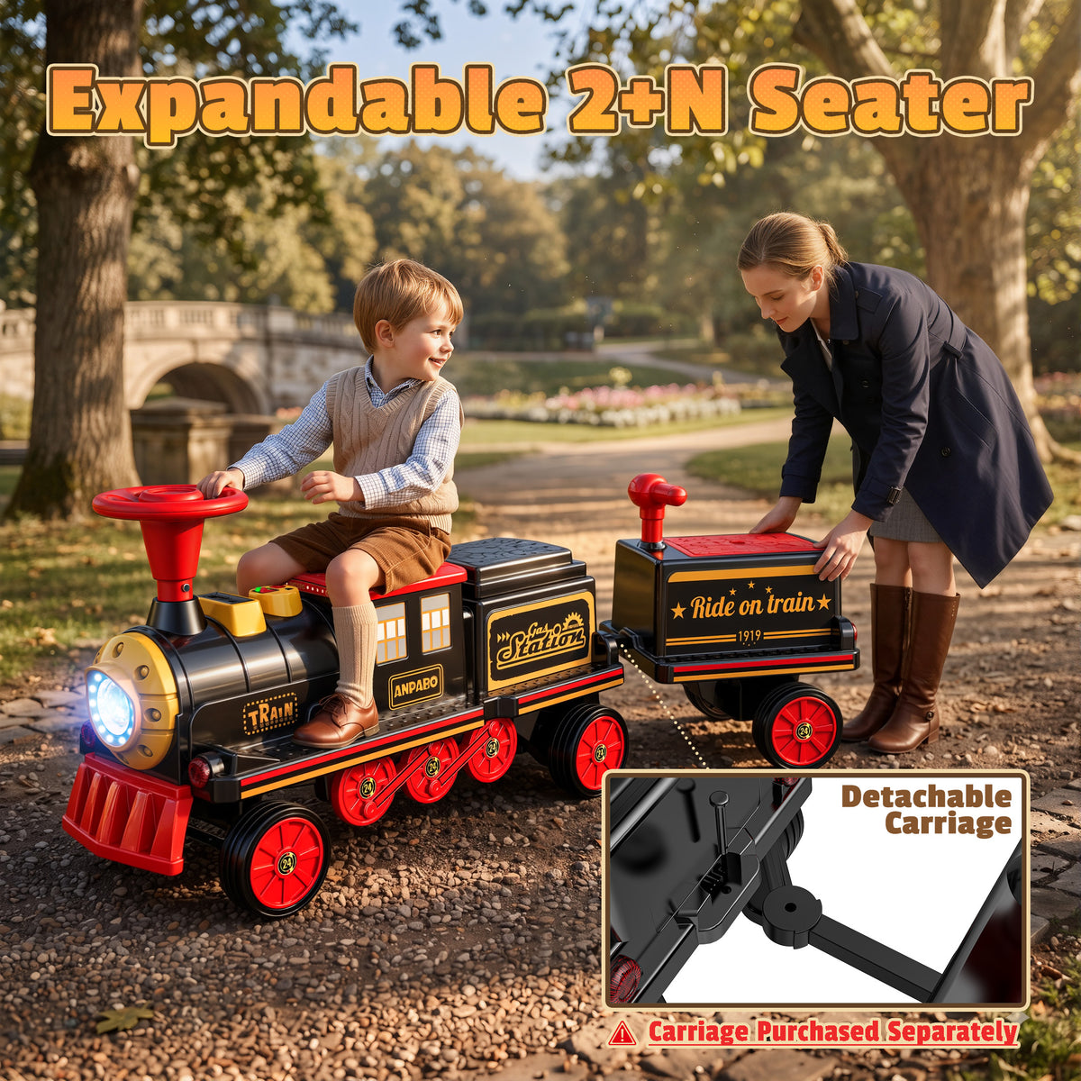 12V Trackless Ride-On Train Set