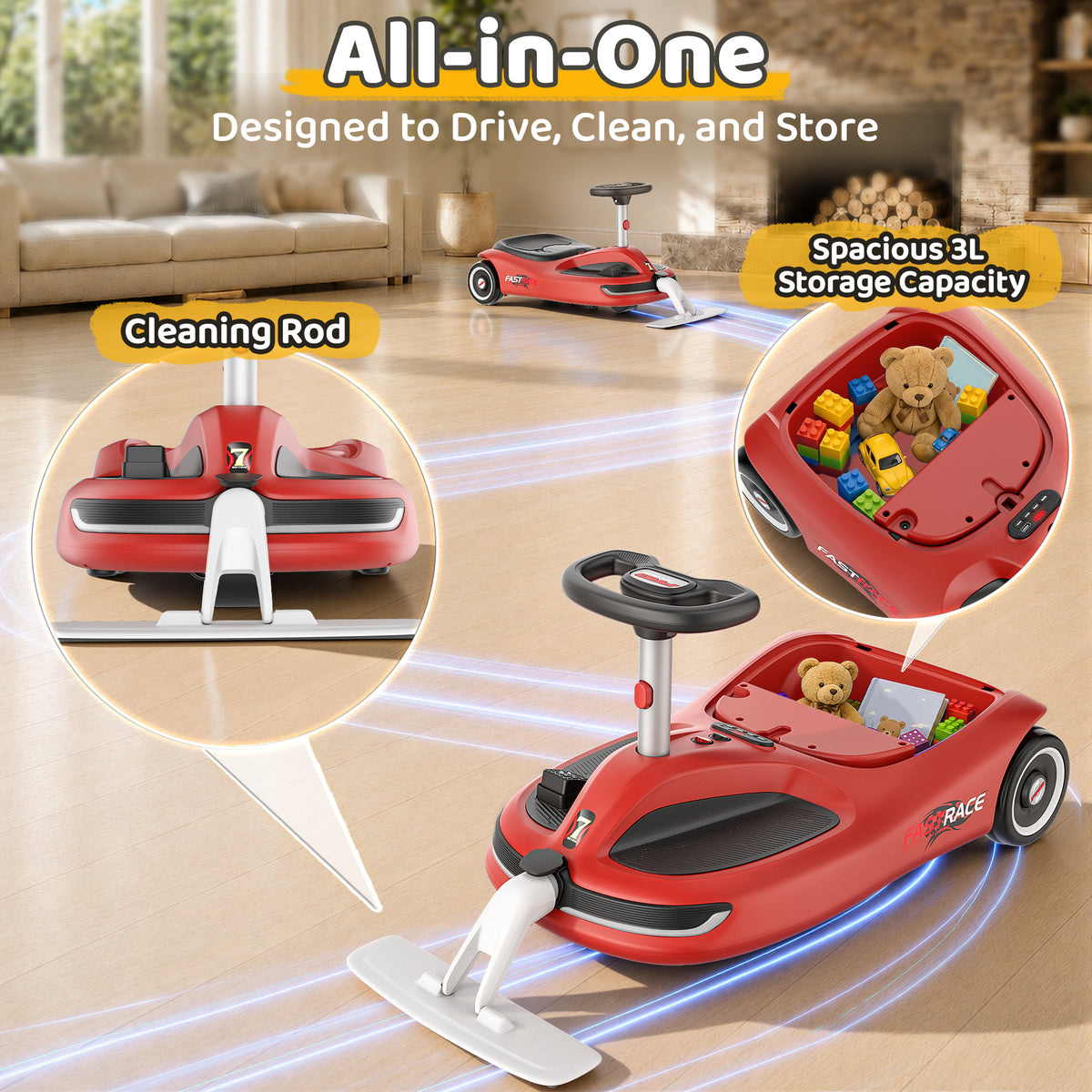 12V Kid's electric cleaning car