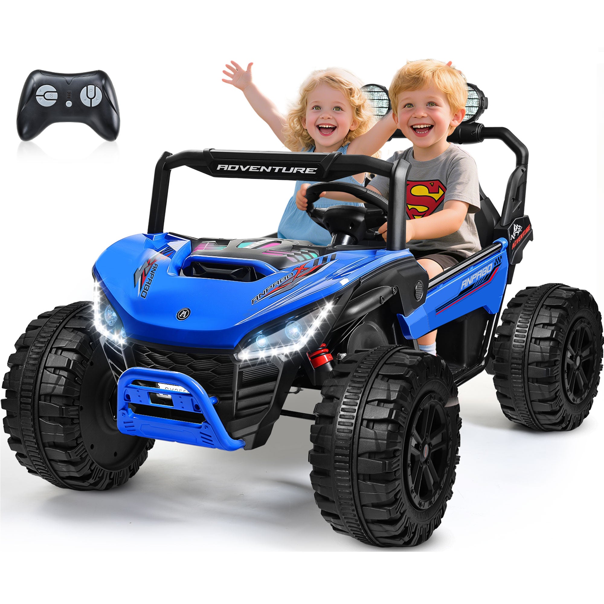 ANPABO All-Terrain 24V Ride-on Buggy UTV 4WD with Remote-blue