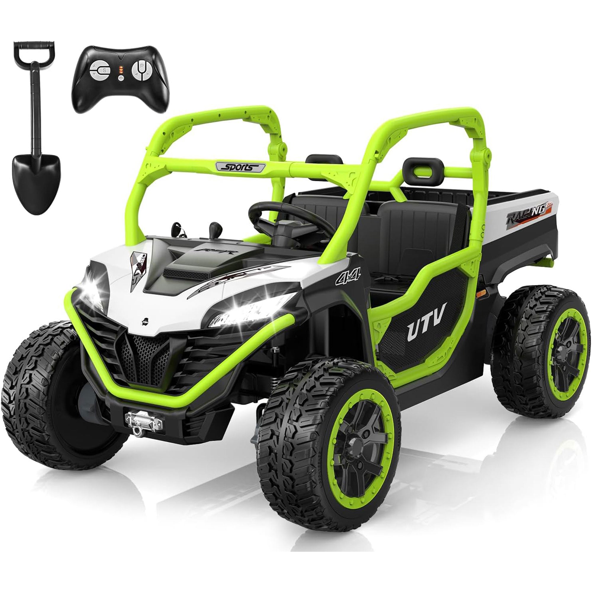 ANPABO All-in-One 24V Utility Ride-on UTV 4WD Dump Truck with Remote-green