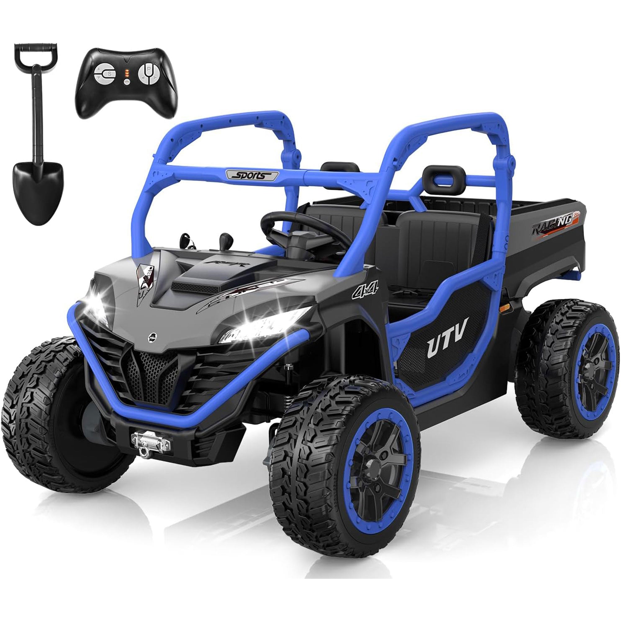 ANPABO All-in-One 24V Utility Ride-on UTV 4WD Dump Truck with Remote-blue