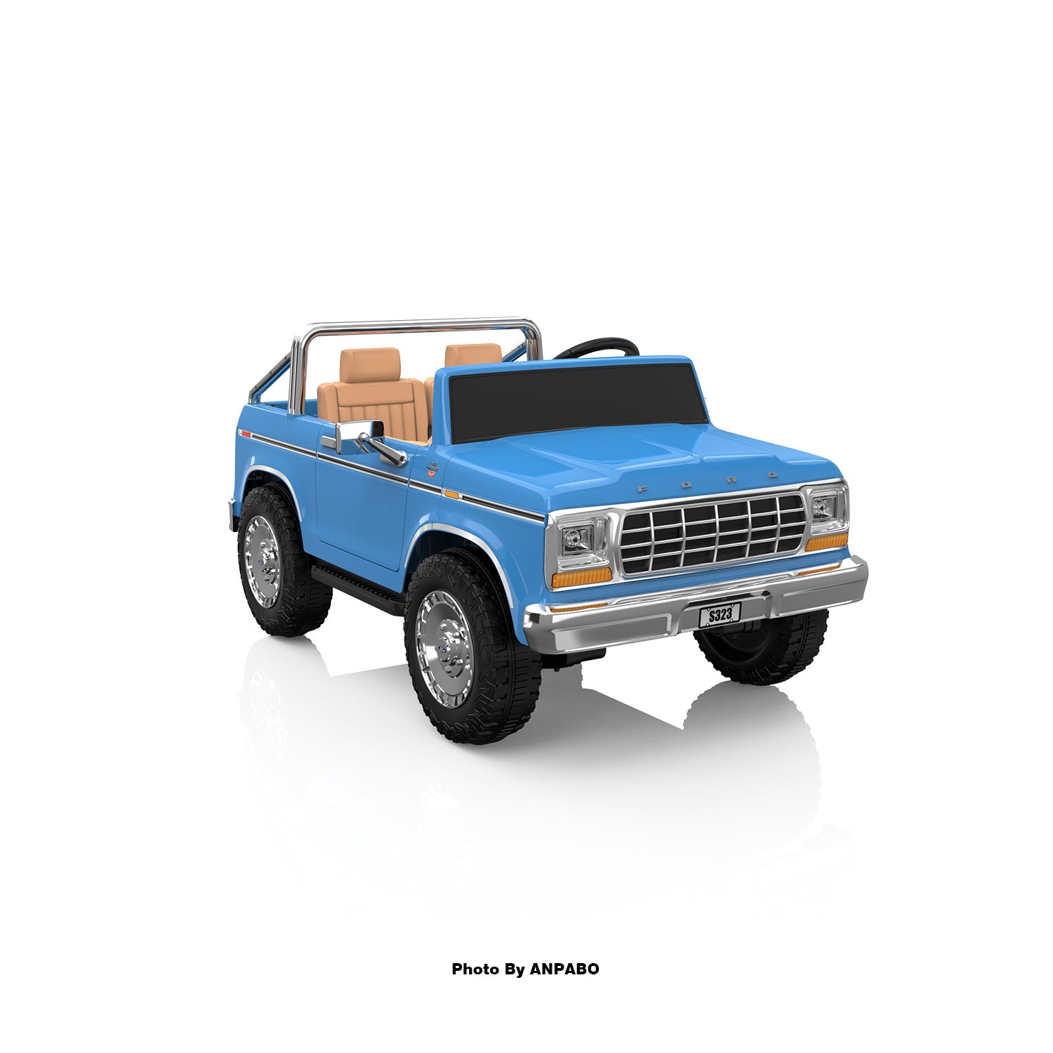24V Classic Ford Bronco: Light Blue Retro Legend, Ready for Dual Adventures-light blue