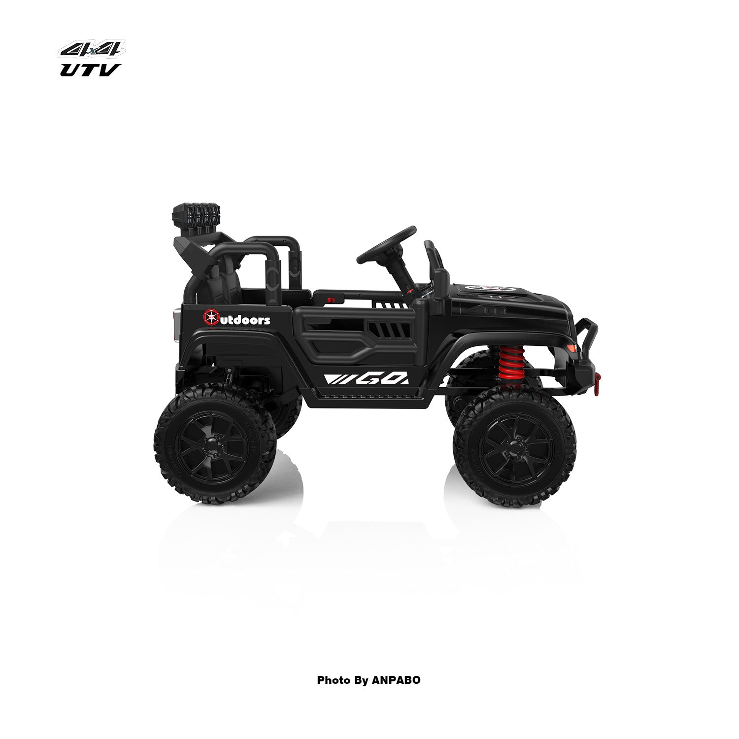 ANPABO 24V UTV Two Seater Jeeps & Trucks With Remote/Bluetooth-black