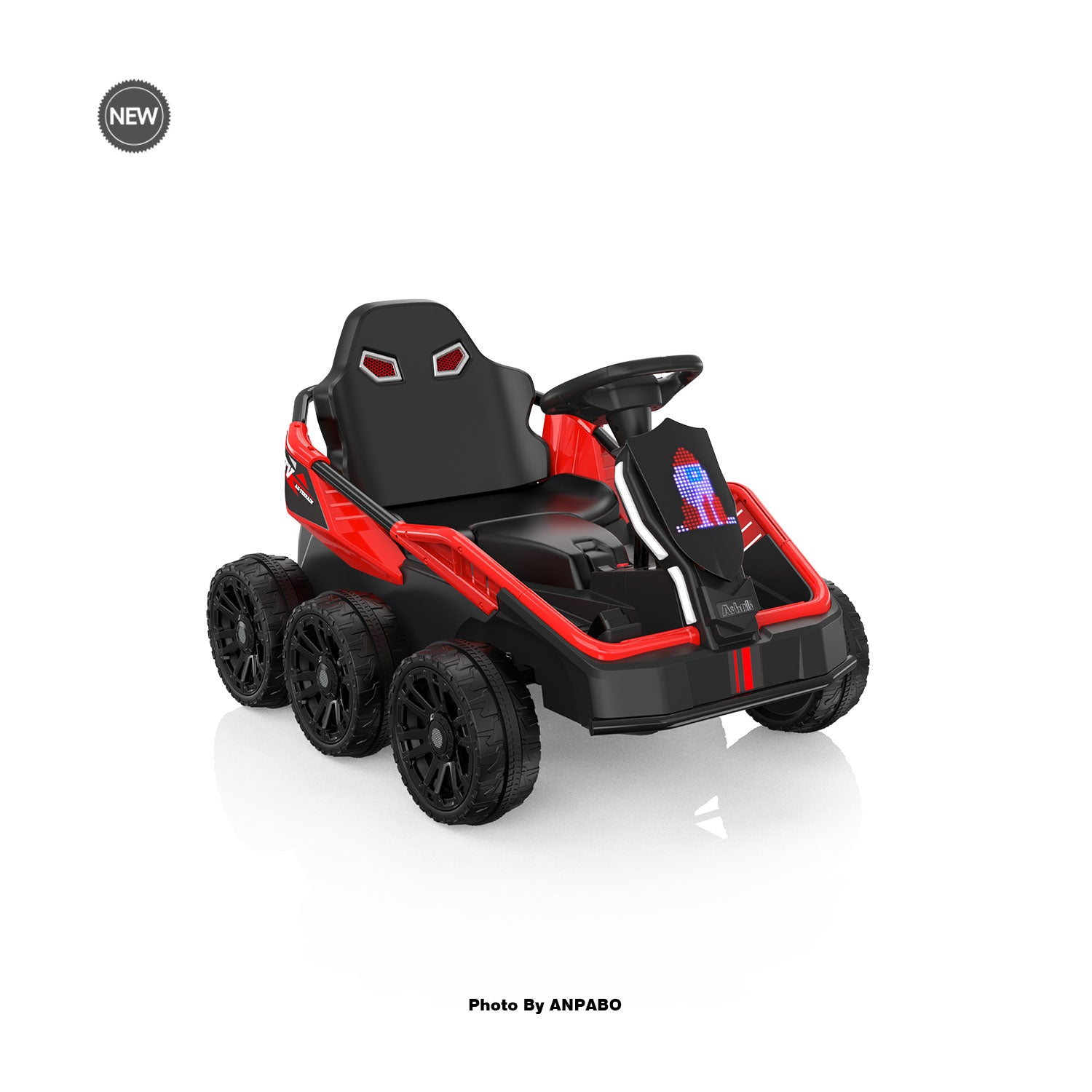 24V Kids Ride-On: 4WD, 17" Seat, Remote, Bluetooth Music, 5MPH-red