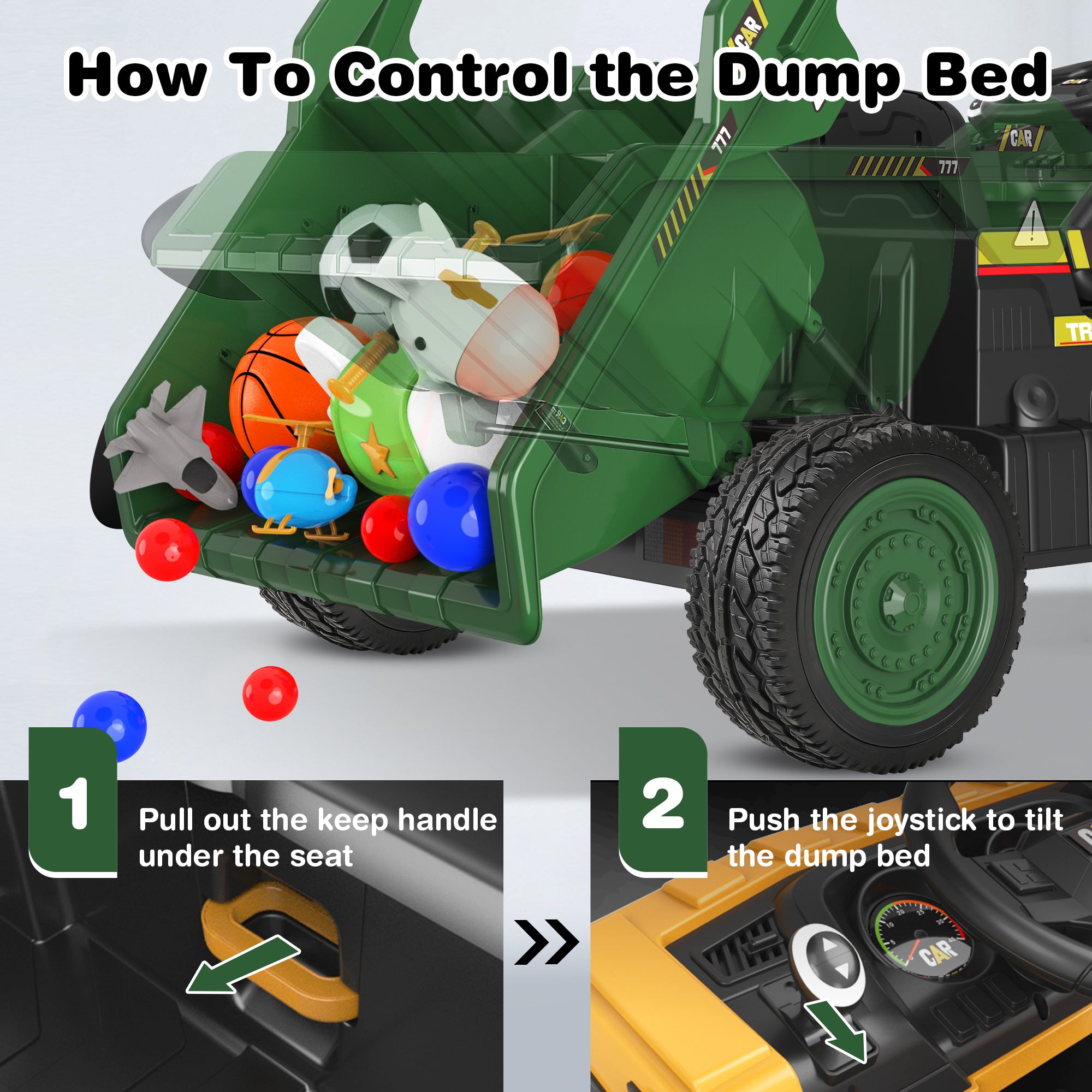 Licensed Caterpillar 24V Ride-on Dump Truck with Remote-green