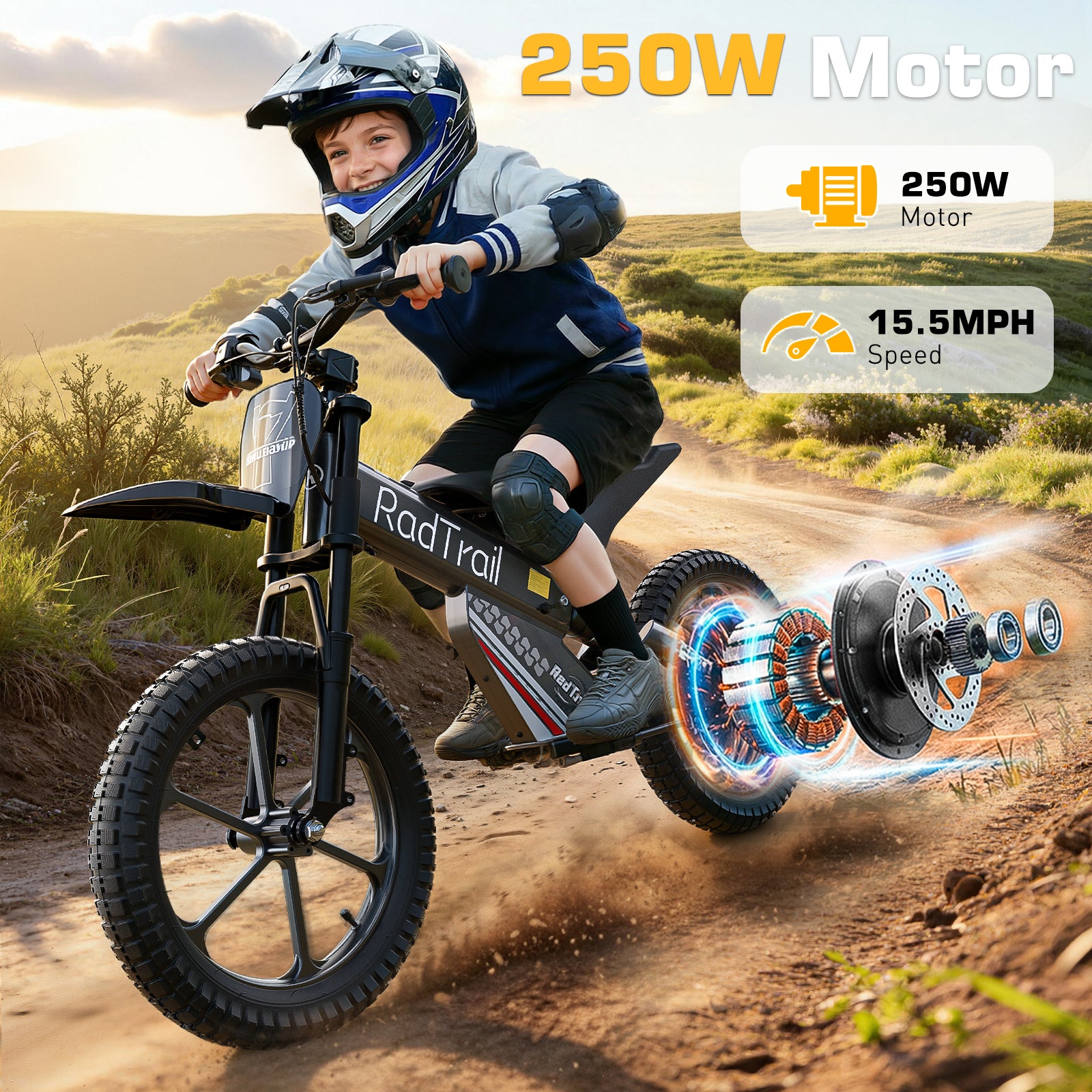 ANPABO  36V 16" Kids Electric Balance Bike-black