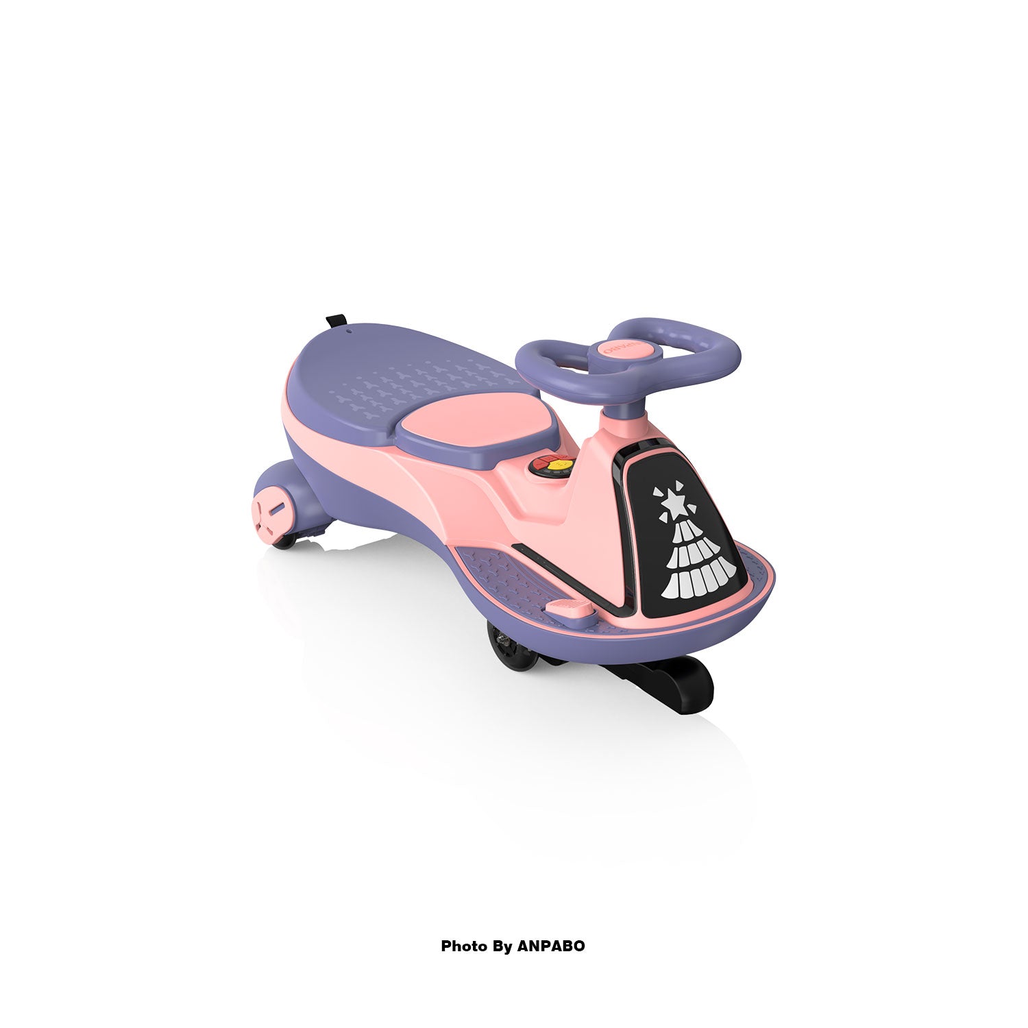 ANPABO 12V Electric Wiggle Car for Kids with LED Lights & Music-pink