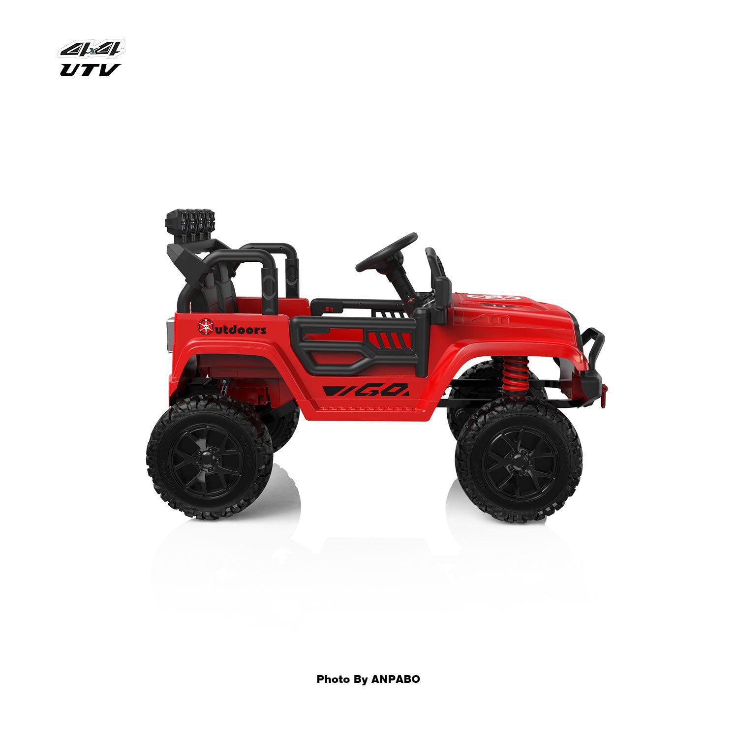 ANPABO 24V UTV Two Seater Jeeps & Trucks With Remote/Bluetooth-red
