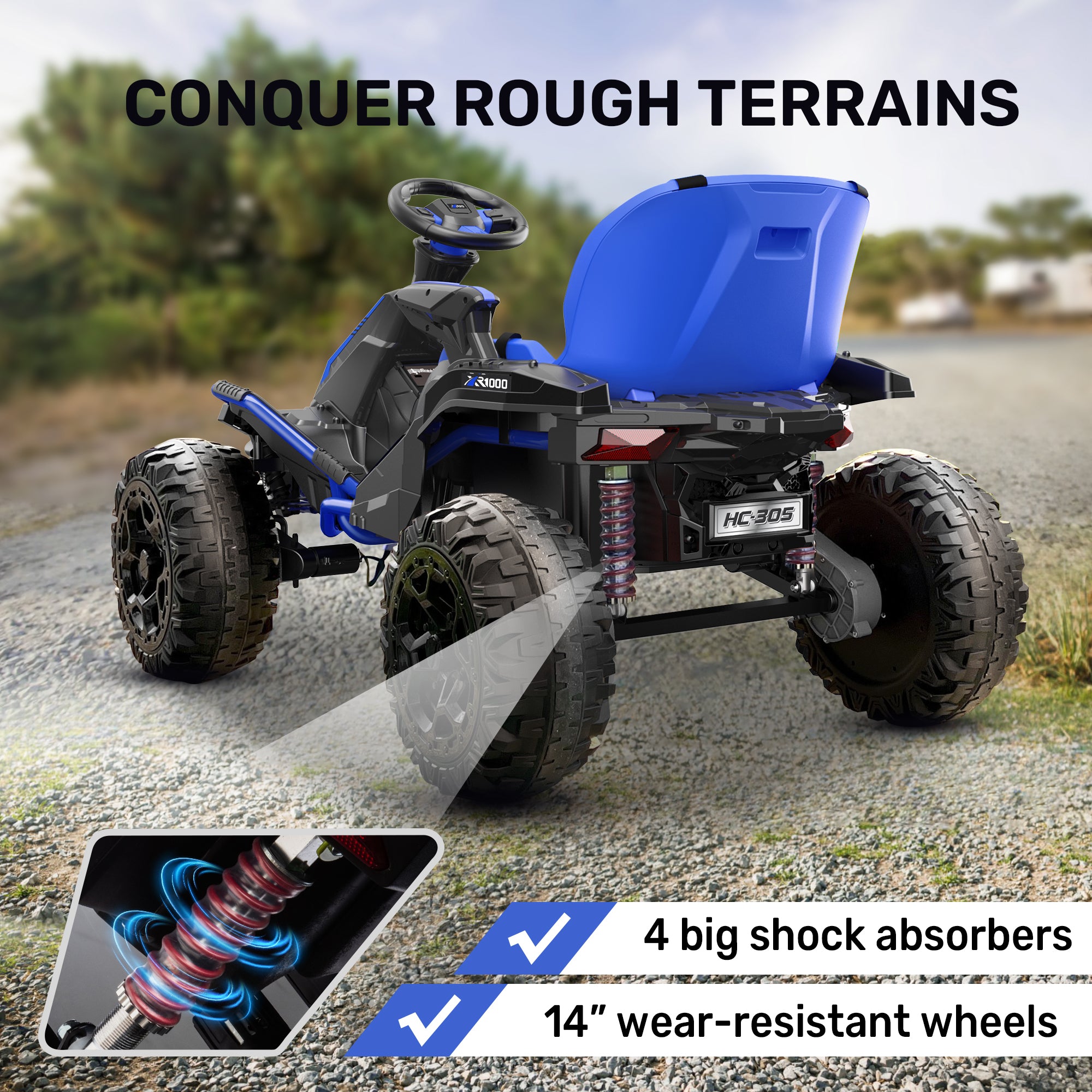 24V ANPABODirect Terrain Ride-On Buggy with Remote-blue