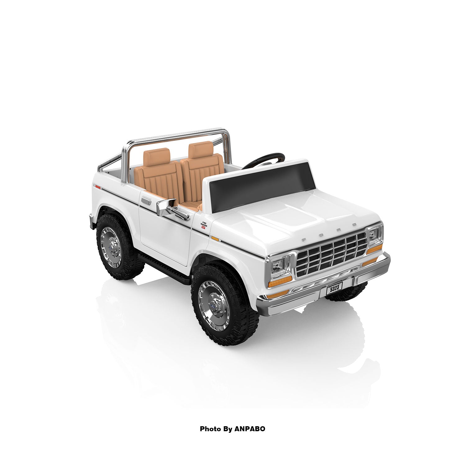 24V Classic Ford Bronco: White Retro Legend, Ready for Dual Adventures-white