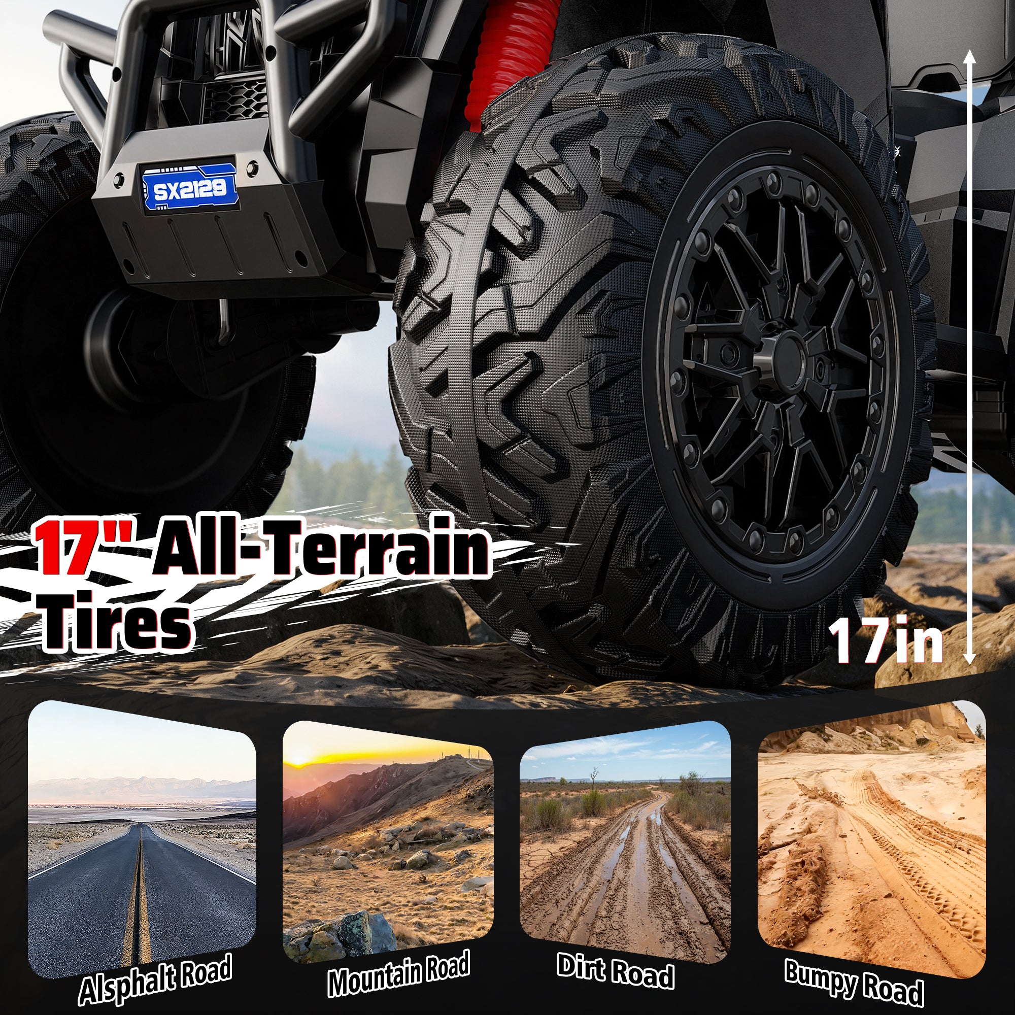 24V High-Performance Heavy-Duty Kids Ride-On ATV-black